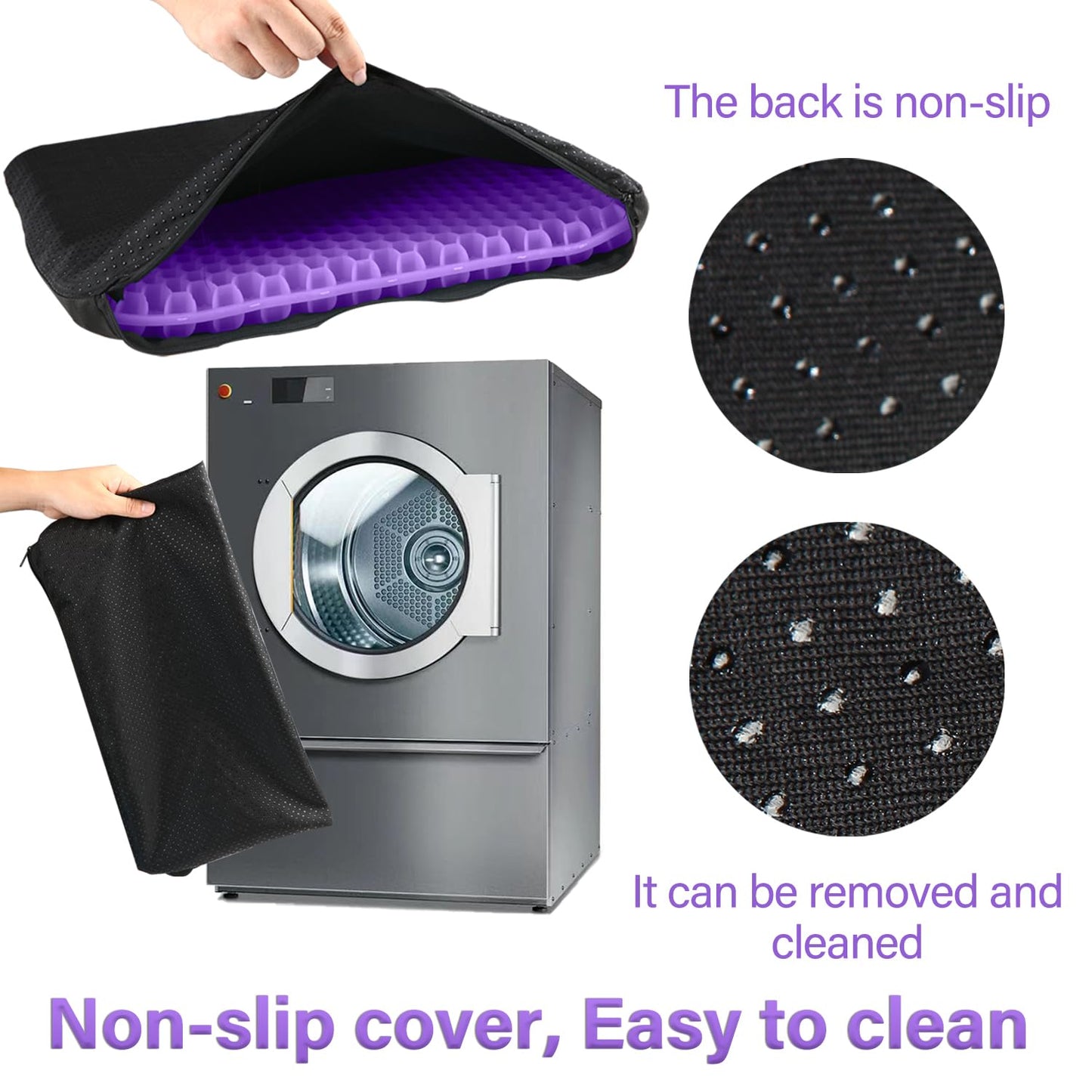 Large Gel Seat Cushion for Long Sitting with 2 Non-Slip Cover- 45 x 45cm,Soft & Breathable,Seat Cushion for Desk Chair,Wheelchair,Car,Stadium,Airplane,Blue Support,Office Chair,air Plane,bleacher