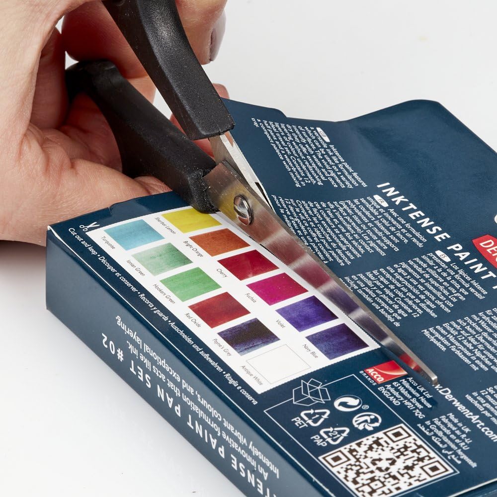 Derwent Inktense Paint Pan Travel Set, Palette #2, Includes Waterbrush, 12 Colours (2306244)