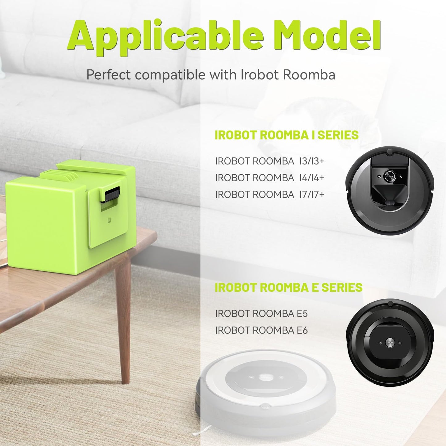 5000mAh 14.4V Battery Compatible for iRobot Roomba E5 5134 5150 5158, E6 6198 6134 6199, i7 i7+7150 7550 i7550 i7558, i3 i3+ 3150 3550 3558 i4 i4+ 4150 4550 4552 4192 4624864 ABL-D1 Vacuum Cleaner