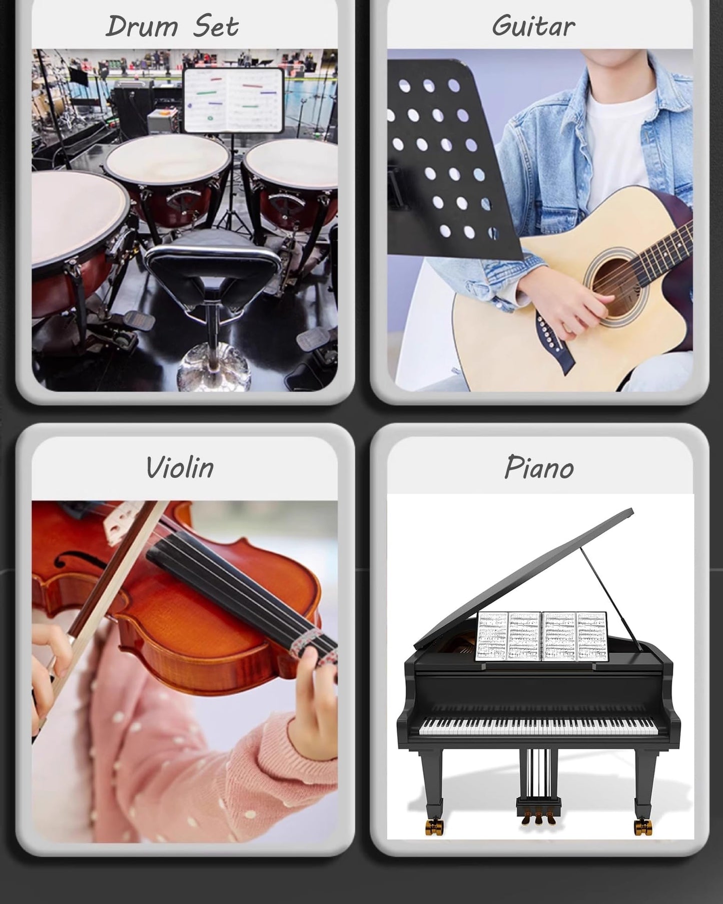 AllMyHomy 4-Page Expandable Sheet Music Folder, Tri-Fold Music Binder for Letter Size 8.5 x 11 & A4, 30 Sleeves/60 Pages, for Piano, Violin, Band & Orchestra, Black
