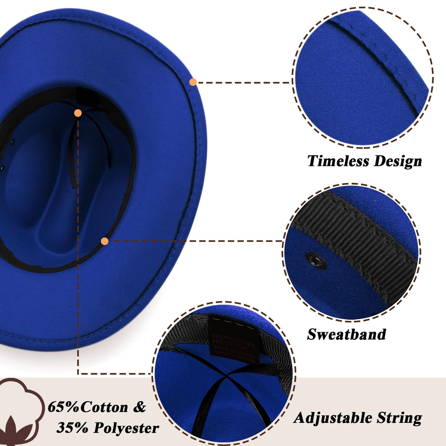 DRESHOW Cowboy Hat for Women and Men Western Felt Cowboy Cowgirl Hat Wide Brim Belt Buckle Retro Fedora Hats Unisex Caps