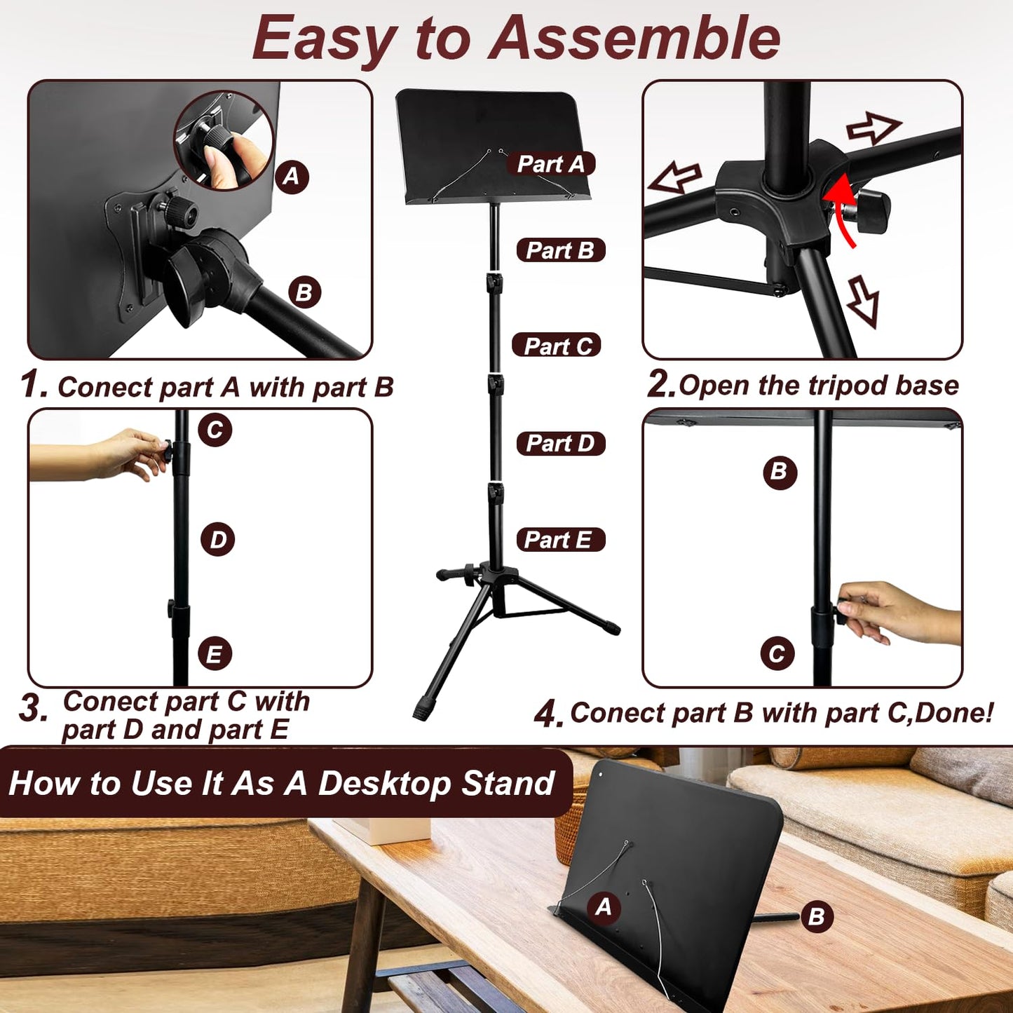 HOLANHING 70IN Sheet Music Stand, Tall Music Stand for Sheet Music Height- Adjustable Music Sheet Stand with Carrying Bag for Guitar, Violin, Ukulele (33-70IN-B)