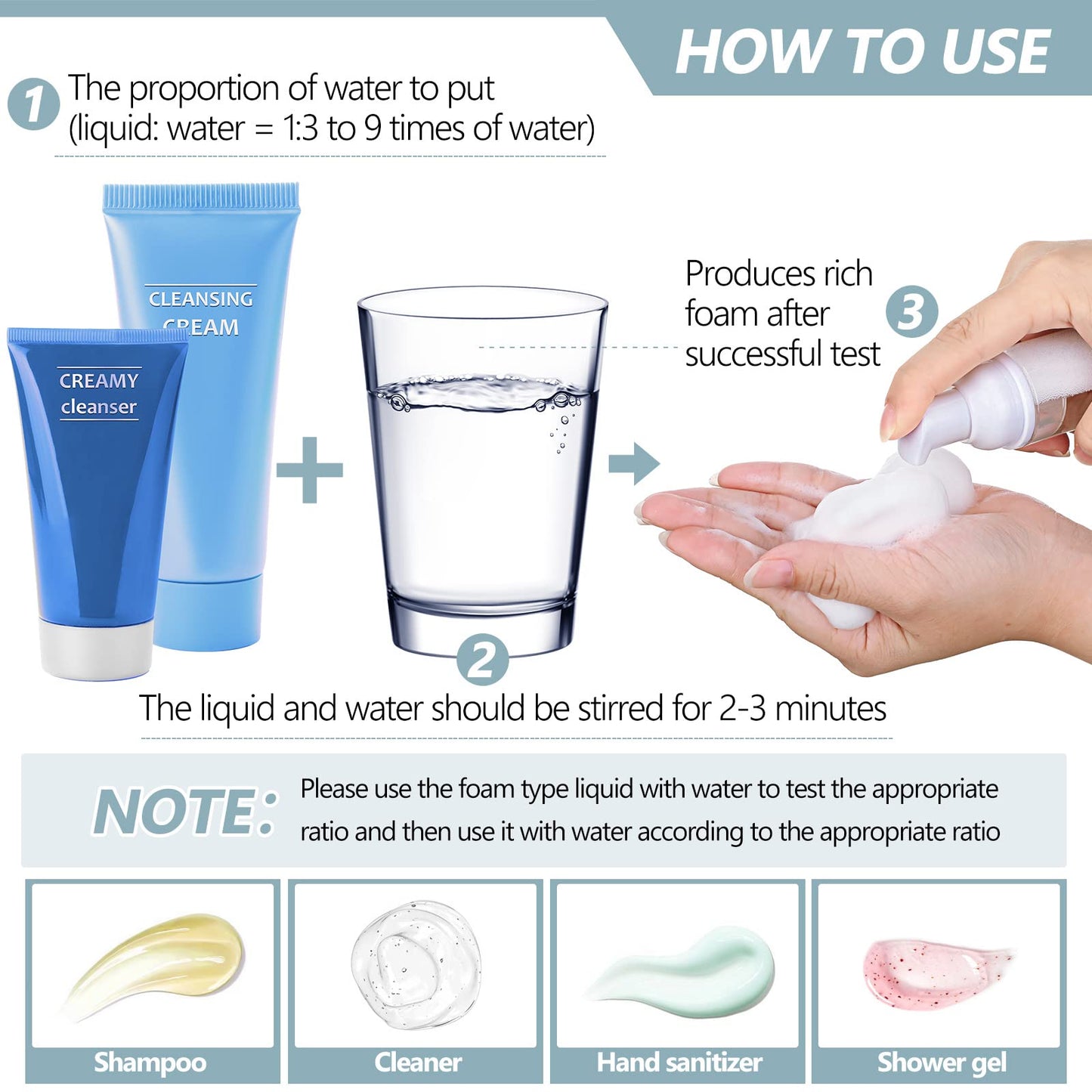 100 Pcs Foam Pump Bottle 1oz/30ml Mini Travel Plastic Empty Pump Lash Shampoo Clear Dispenser Portable Instant Soap Foaming Bottles for Hand Lotion Shampoo