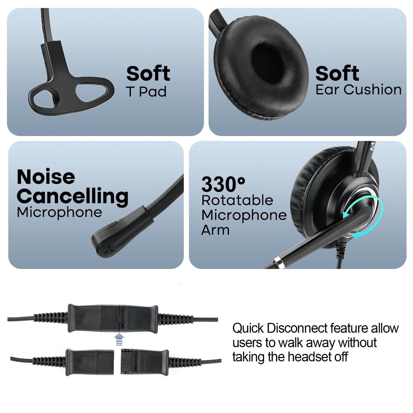 MKJ Telephone Headset with Microphone Corded RJ9, Call Center Phone Headset Noise Cancelling for Cisco CP-7821 7861 7931G 7940 7942G 7945G 7960 7961 7961G 7962G 7965G 7975 8811 8861 9951 9971