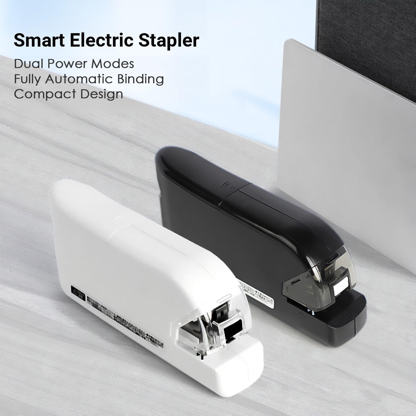 Kissdeer Electric Stapler with 1000 Staples & Staple Remover, Compact Palm-Sized Design, 20-Sheet Capacity, AC Adapter/Battery Powered, Ideal for School or Office Use, Fits No.10 Staples, White