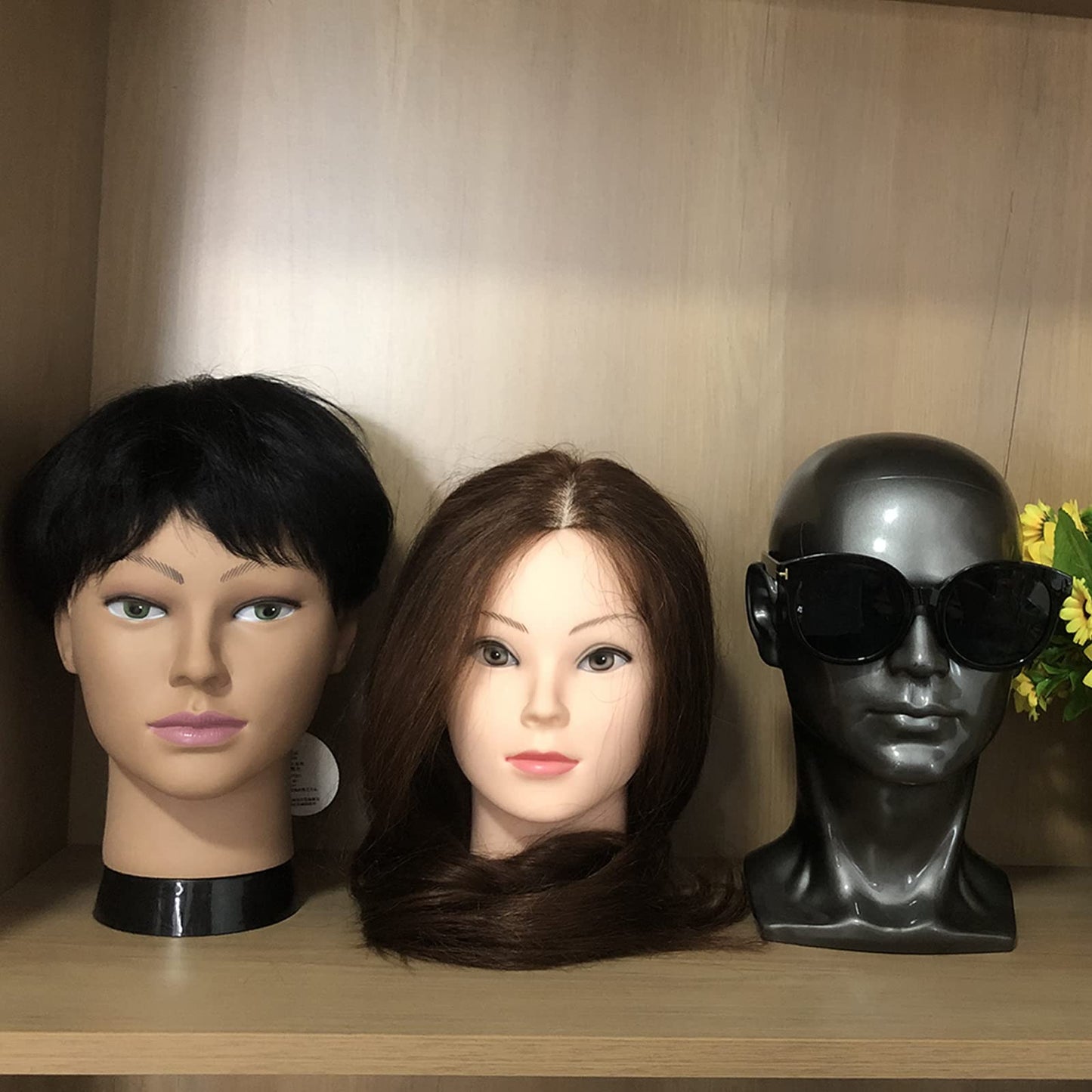 BLTYXT 20-22'' Mannequin Head with Real Human Hair Long Straight Hair Hairdressing Practice Training Head Cosmetology Hair Styling Head
