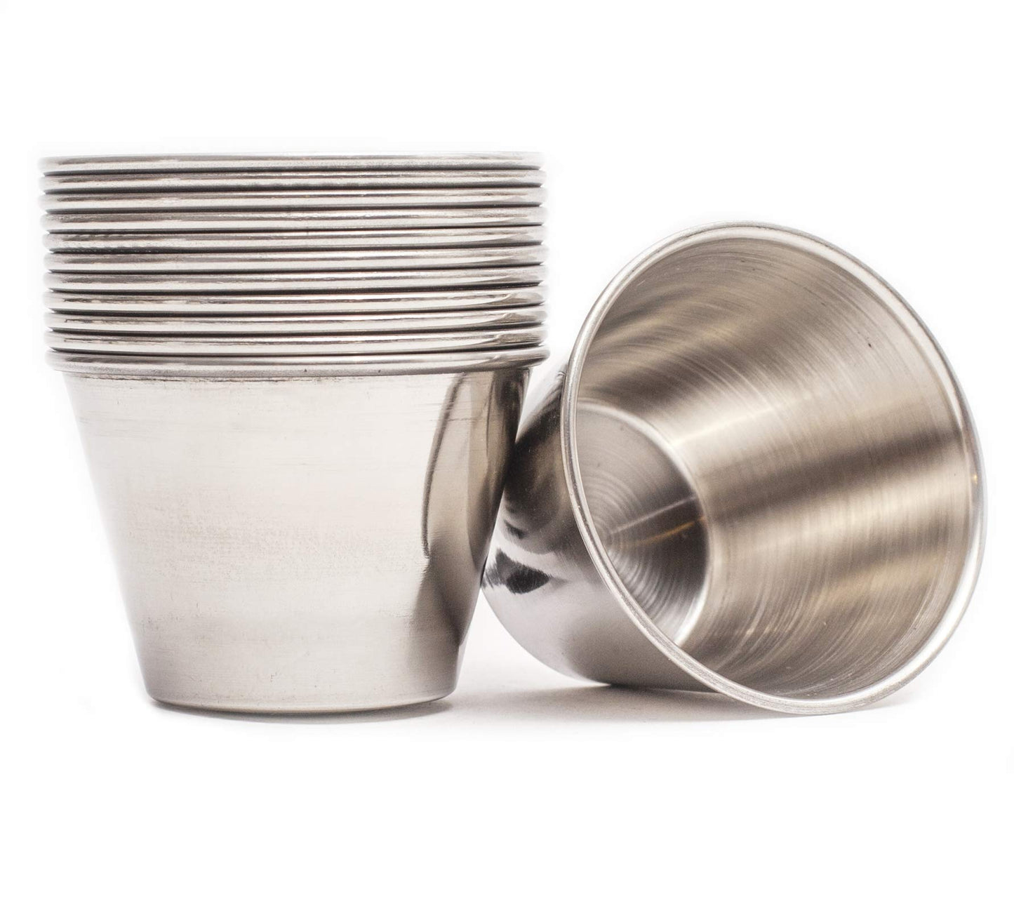 EHOMEA2Z Ramekins Stainless Steel Condiment Sauce Cups, Metal Ramekins, Commercial Grade, Multifunctional, Ideal for All Hot and Cold Sauces, Individual Portion Cups (96, 2.5 oz)