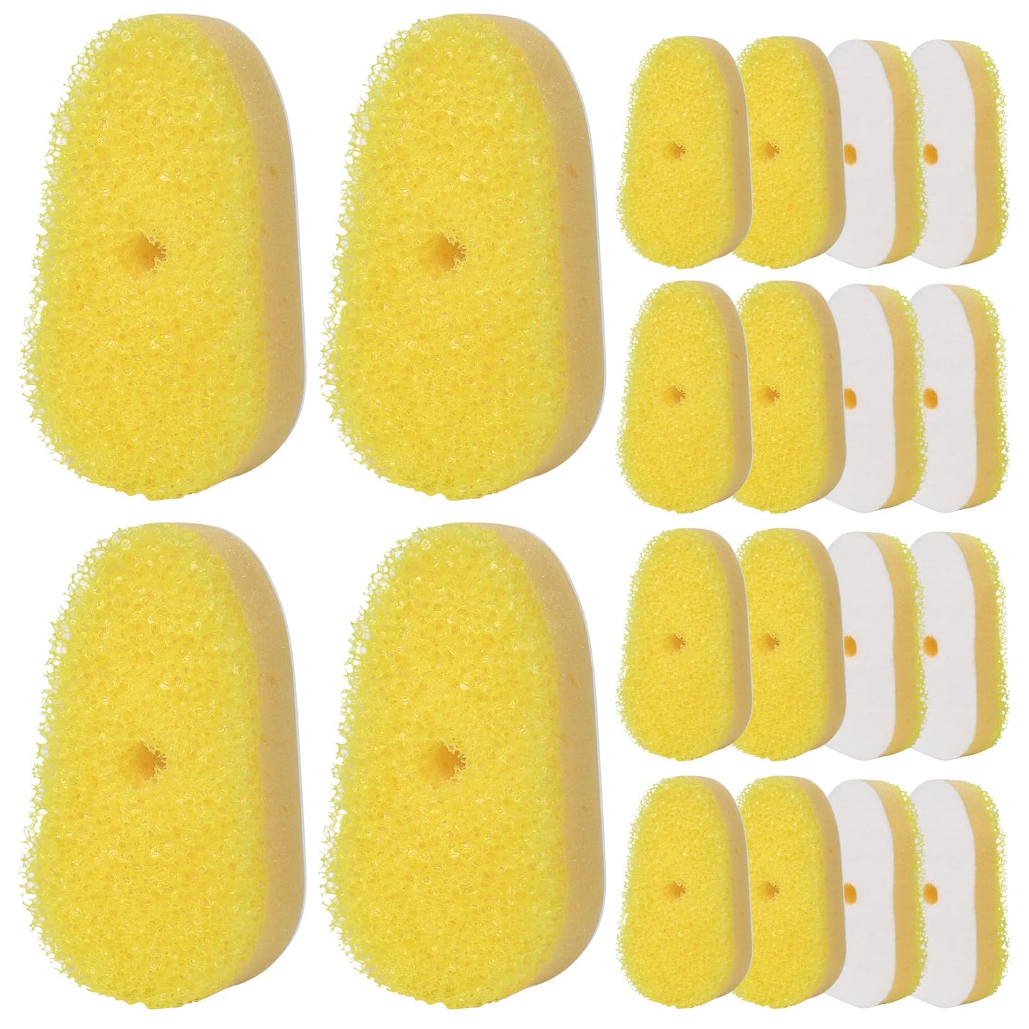 20 Packs Dish Wand Sponge Refills for Scrub Daddy Dish Daddy, Scrub Brush Replacement Heads, Dish Brush Replacement Head for Kitchen Cleaning, Yellow (Only Sponge Heads)