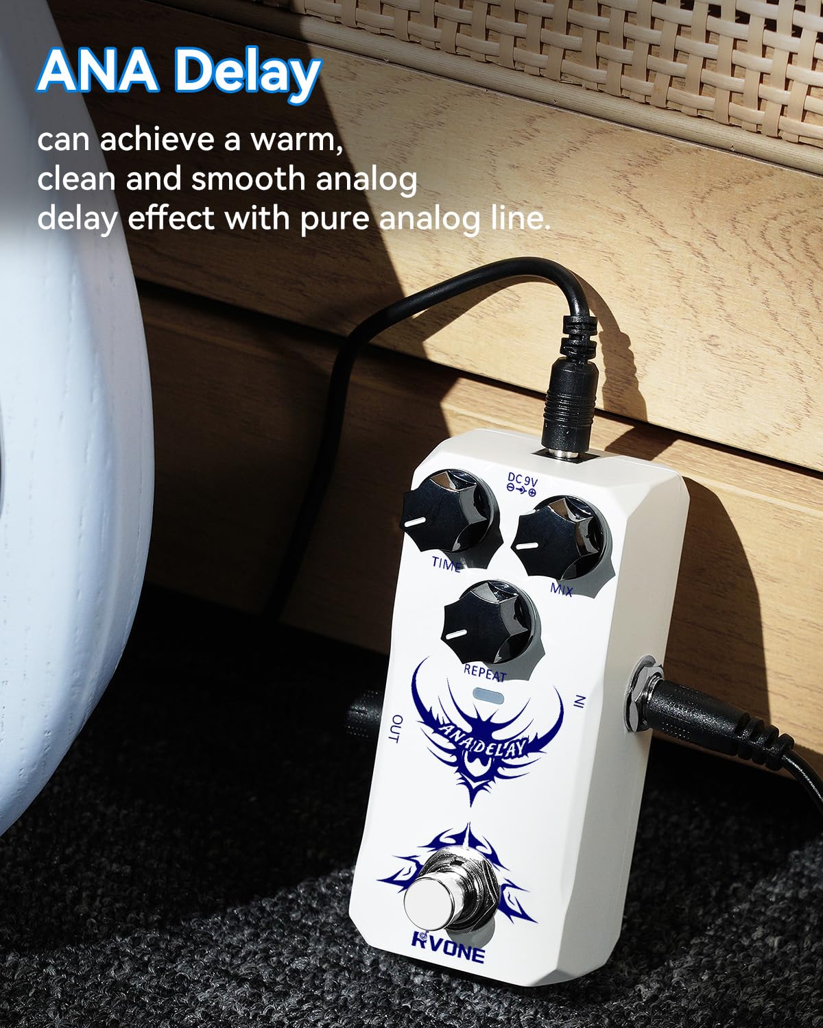 RVONE Analog Delay Guitar Pedal for Electric Guitar, Vintage-Style Guitar Effects Pedal with Warm Echo, Electric Guitar Pedal True Bypass & Durable Aluminum Metal Chassis