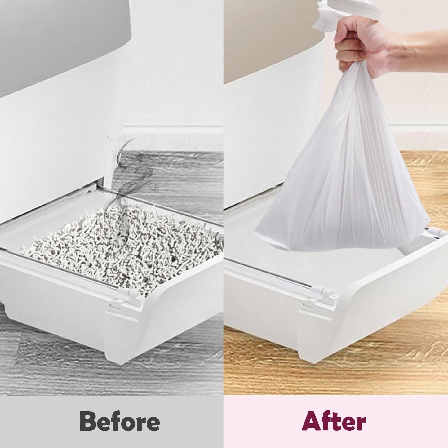 Upgrade Cat Litter Box Liners Design for PetSnowy SNOW+ Litter Box,60 Pcs Self-Sealing Waste Drawer Bags for Automatic Cat Litter Box (60 Pcs)