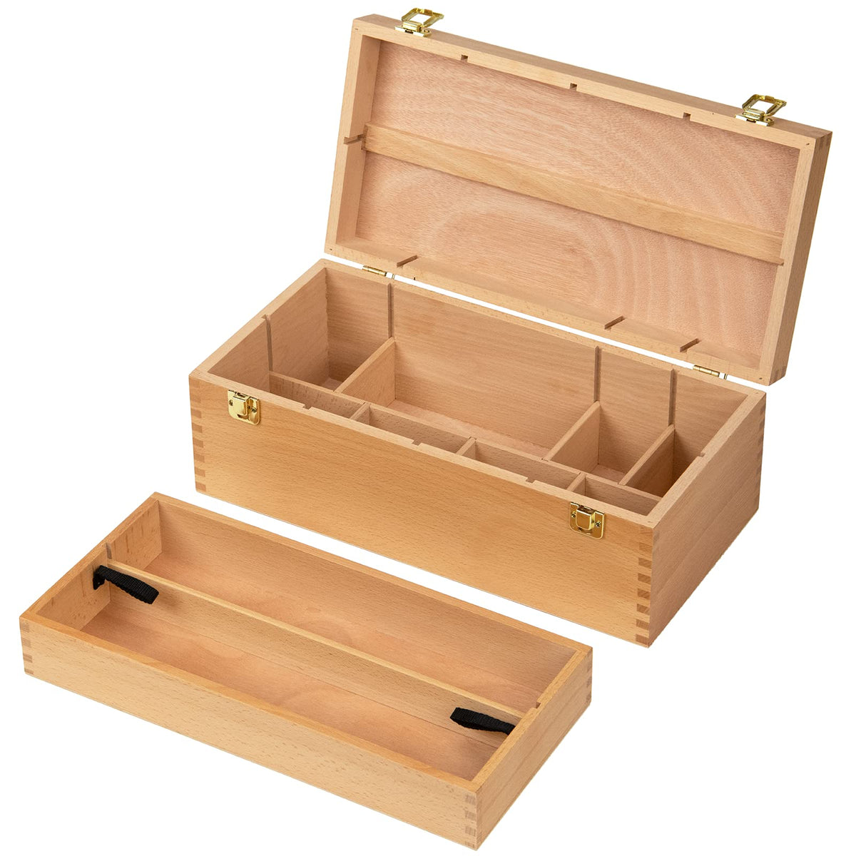 MEEDEN Sturdy Wood Tool Box: Beechwood Portable Art Supply Organizer - Large Artist Storage Box