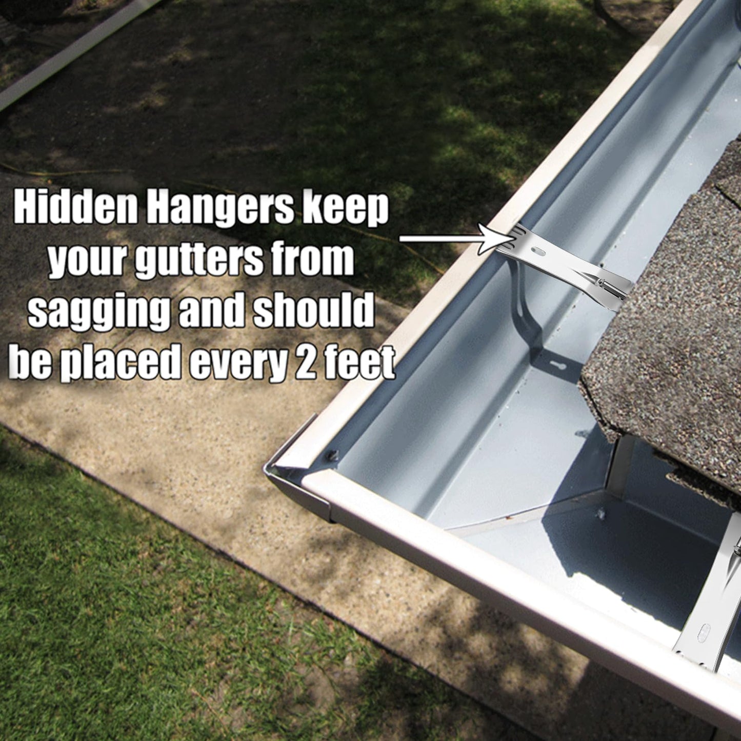 5inch Gutter Hangers (60Pcs) with Pre-Inserted Quick Screw Gutter Clips, Hidden Bracket Clips for 5" K-Style Aluminum Gutters - Come with 1/4” Hex Drill Bit