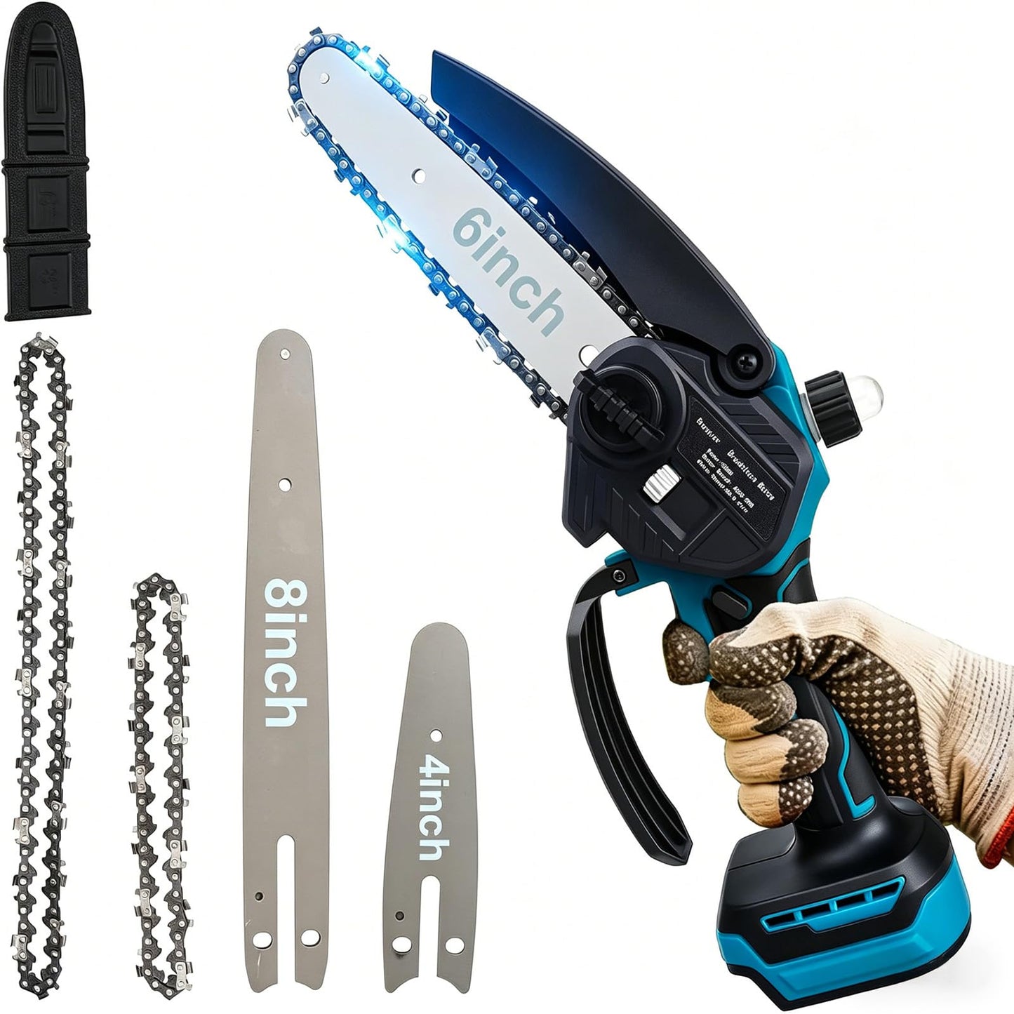 Mini Chainsaw for Makita 18v Battery,Cordless Pruning Chainsaw with Security Lock & Replacement Chain,Battery Powered for Tree Trimming, Storm Clean-Up, Wood Cutting, Pruning(NOBattery)