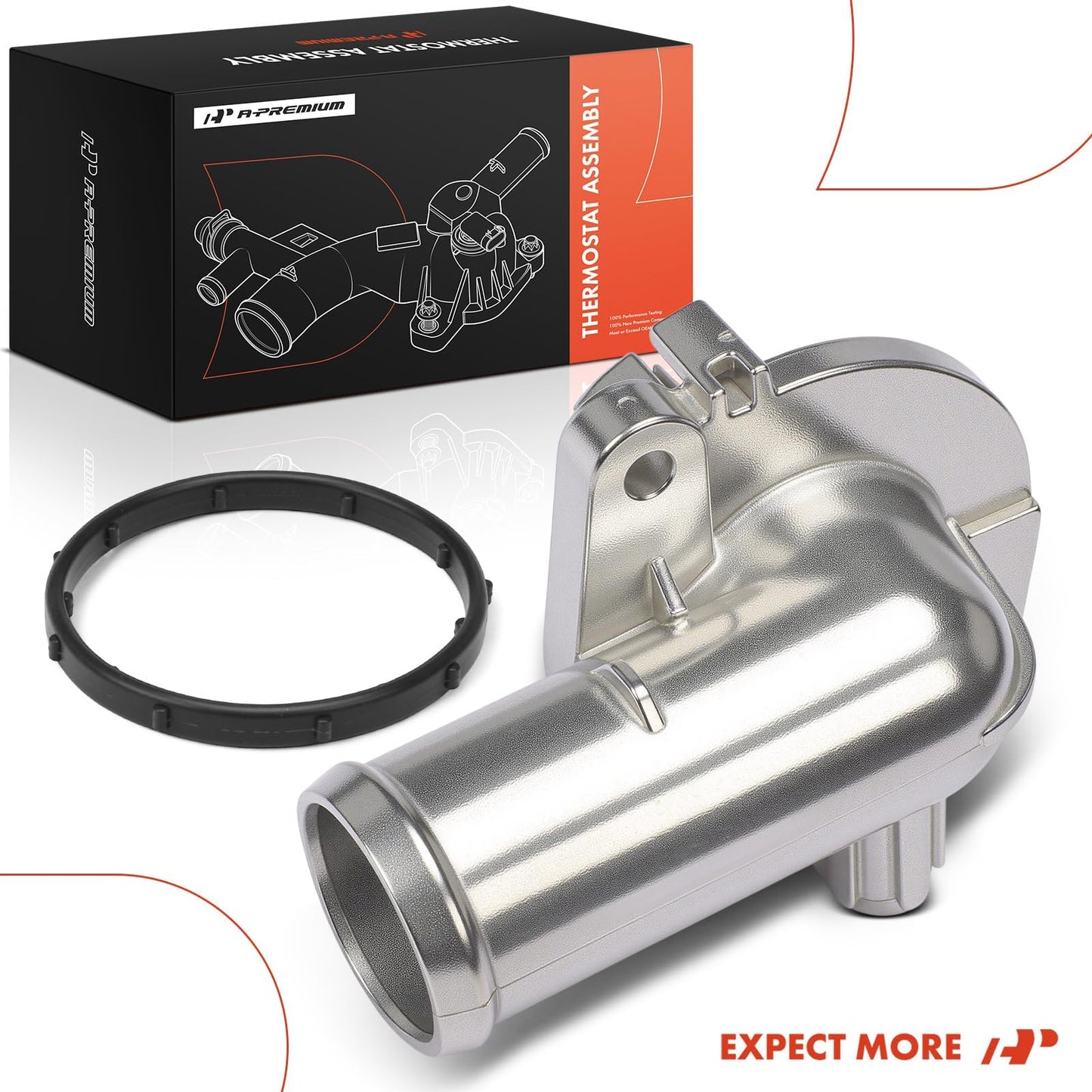 A-Premium Engine Coolant Thermostat Housing Assembly with O-ring Compatible with Jeep Cherokee & Dodge Grand Caravan, Journey, Avenger & Chrysler Town & Country, 200 & Ram C/V & Volkswagen Routan