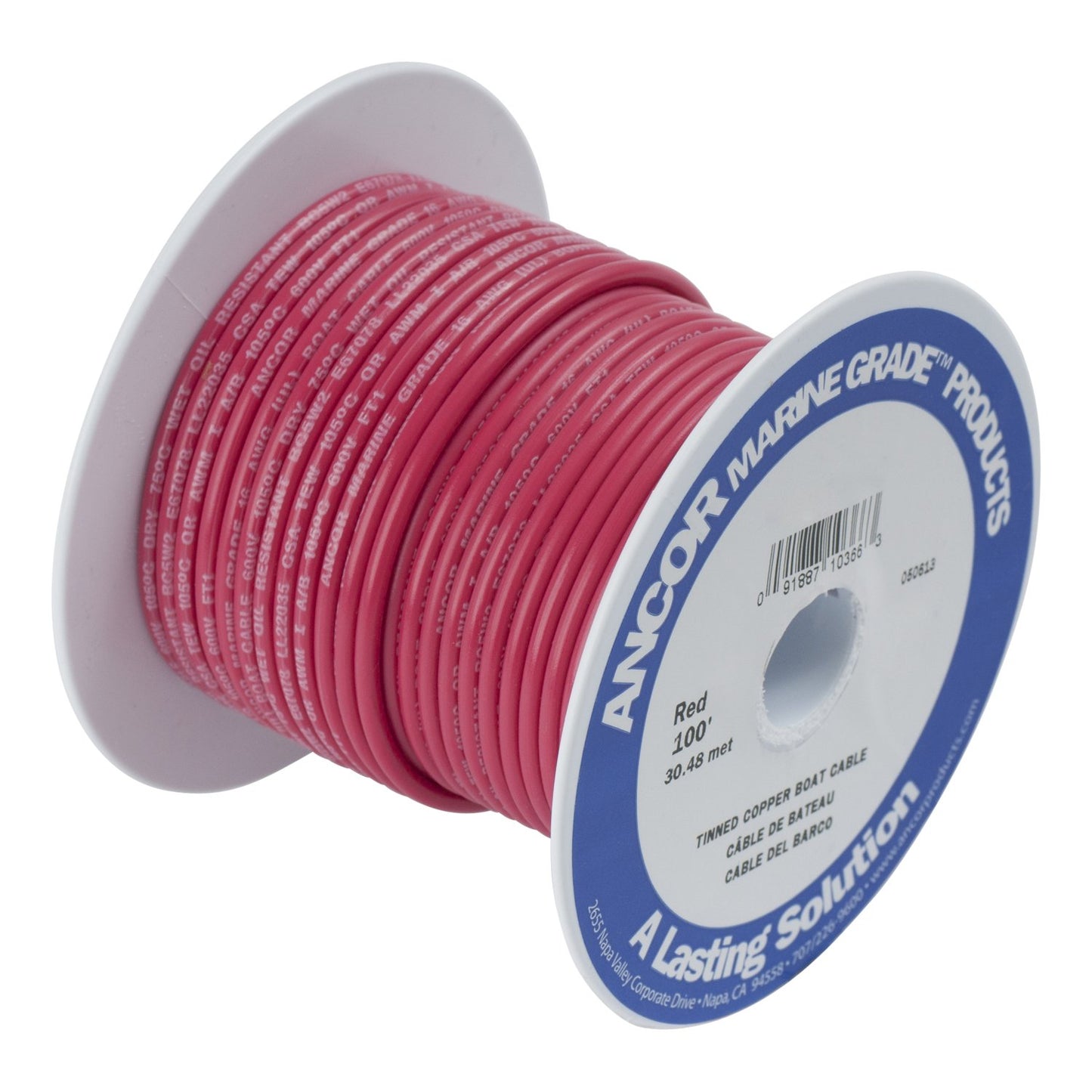 Ancor Marine Grade Primary Wire and Battery Cable (Red, 100 Feet, 14 AWG) (104810)