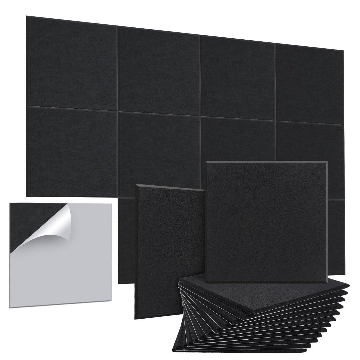 AGPTEK 12 PCS Acoustic Absorption Panel Acoustic Panel 12*12*0.4 IN Sound Insulation Panels Beveled Edge Tiles, High Density Acoustic Sound Absorbing Panels, Great for Home & Offices, Wall Decoration