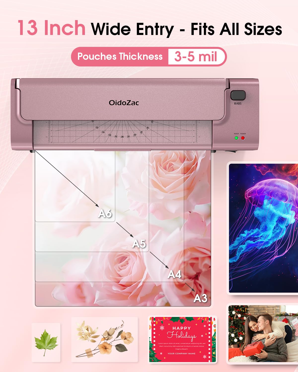 11 x 17 Laminator, Thermal & Cold Laminator Machine, Auto-Feed Jam-Free, Includes 20 Sheets, Cutter & Corner Rounder, for Photos, Letter to Legal, Home Office School, Personal & Commercial (Red)