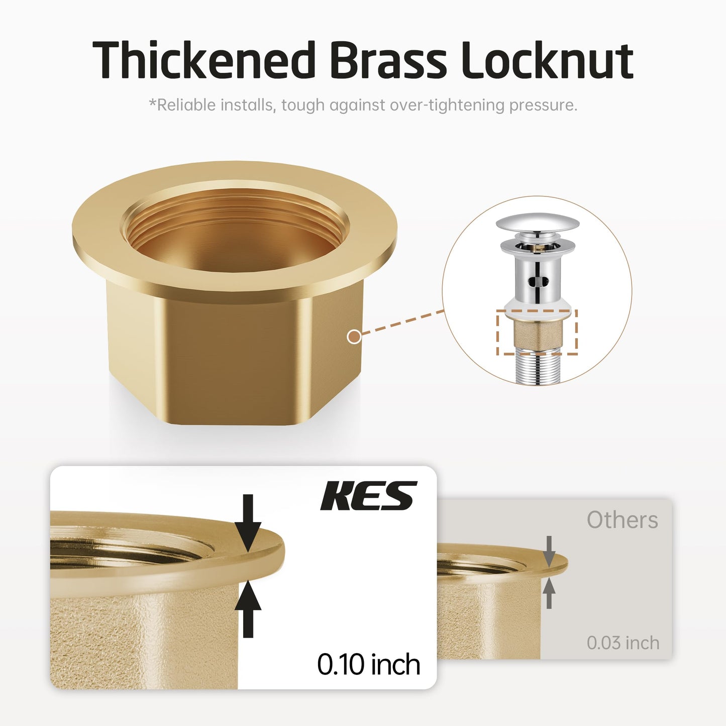 KES Bathroom Sink Drain with Overflow, with Strainer Basket Hair Catcher Anti Clog Pop Up Drain Stopper Vanity Vessel Sink, Polished Chrome, 2 Pack, S2013A-CH-P2