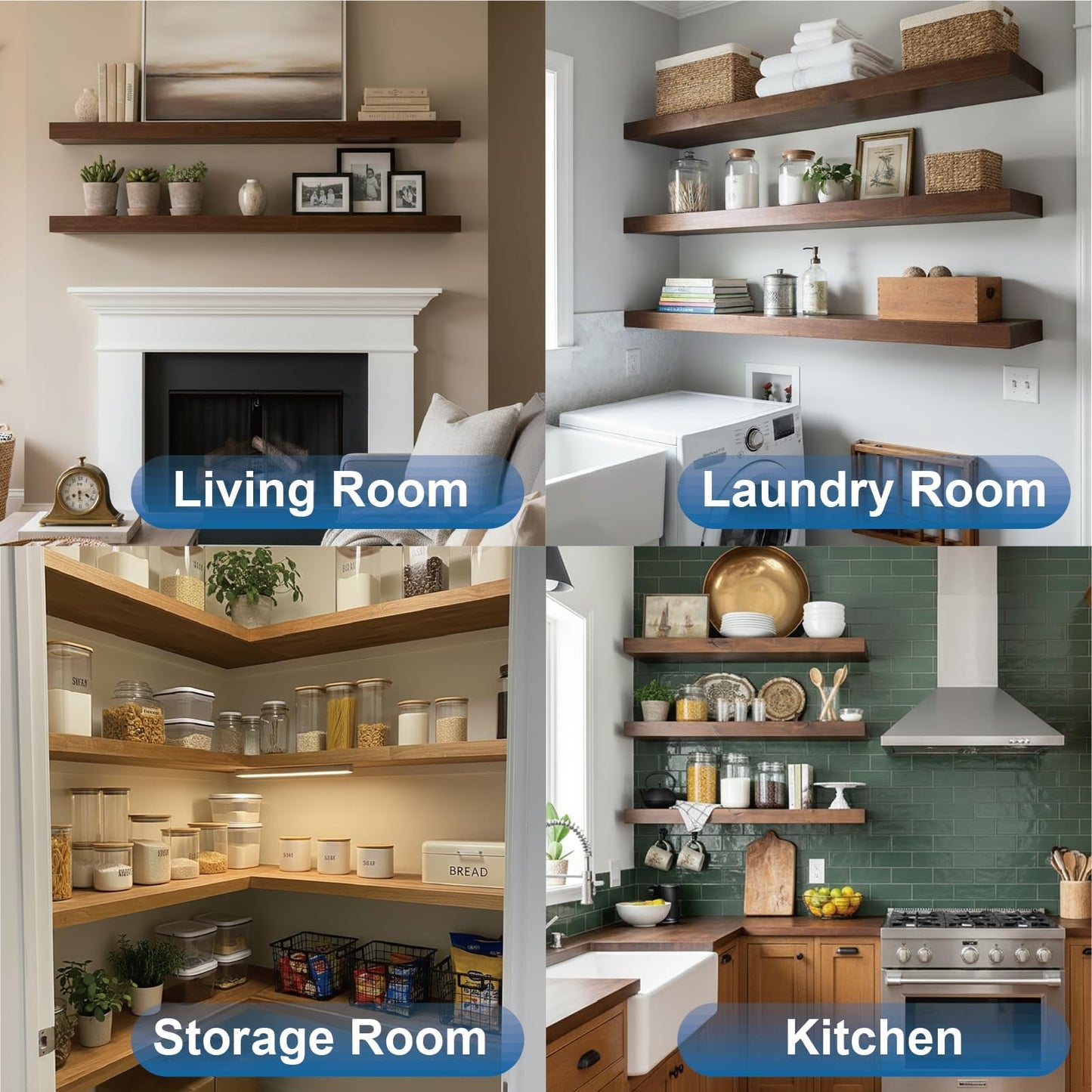 LEOPO 12 Pack-8 inch Floating Shelf Bracket, Hidden Brackets for Wood Shelf