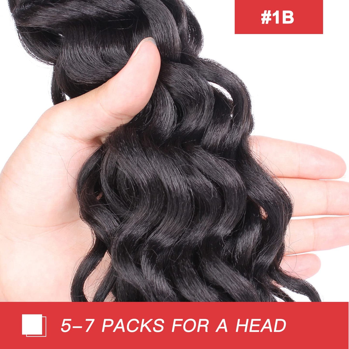 24 Inch Ocean Wave Crochet Hair 7packs Boho Style Hawaii Curly Dark Brown Crochet Braids Beach Curl Synthetic Braiding Hair for Black Women Extensions (24 Inch, 1B)