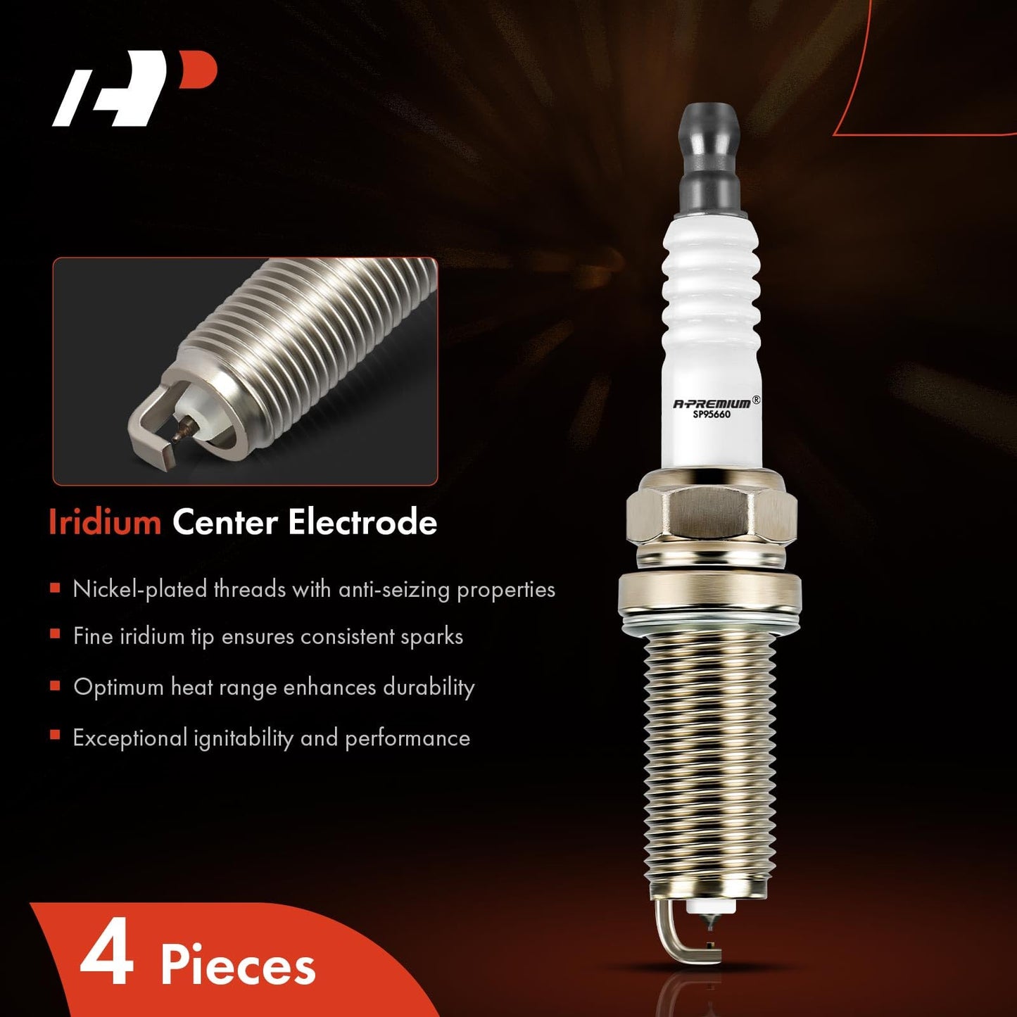 A-Premium Iridium Platinum Spark Plugs Compatible with Honda CR-V CRV 2017-2020, Civic 2017-2020, 1.5L, Pack of 4