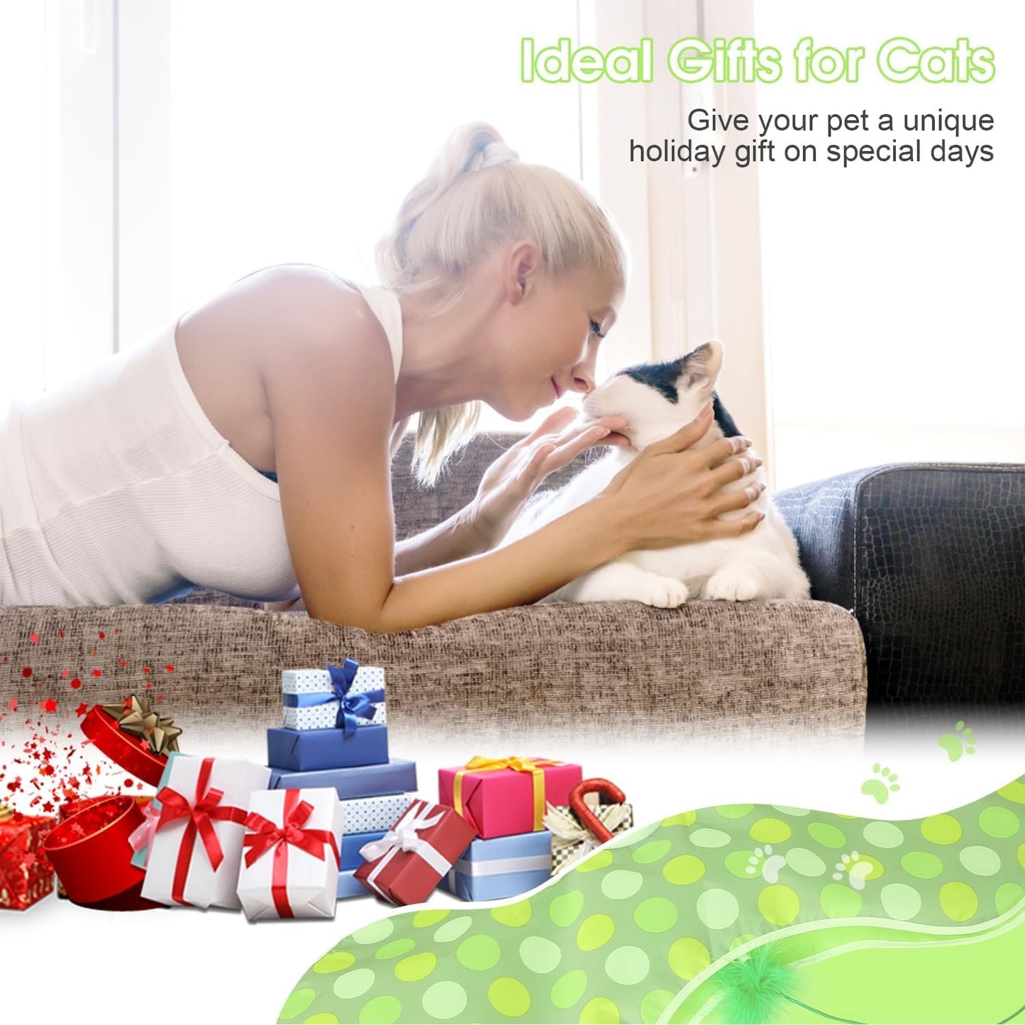 FUGODIWI Cat Toys for Indoor Cats, Interactive Cat Toys for Kitten, Chirping & Motion Activate Automatic cat Toys, Cat Hunting Game Hide and Seek for Bored Adult Cats