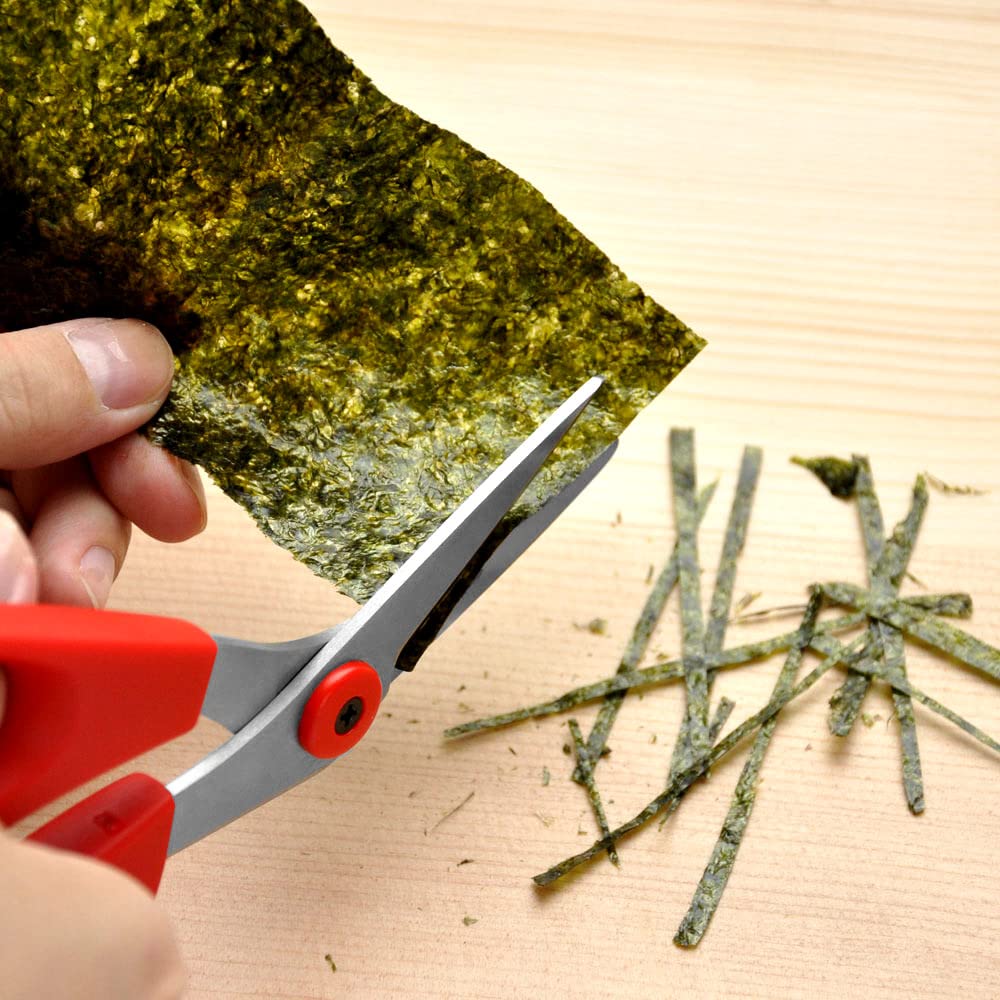 CANARY Japanese Kitchen Shears with Cutter 7.5" Offset Angled Blade, Made in Japan, Dishwasher Safe Come Apart Blade, All-Purpose Detachable Kitchen Scissors, Rust Proof Japanese Stainless Steel, Red