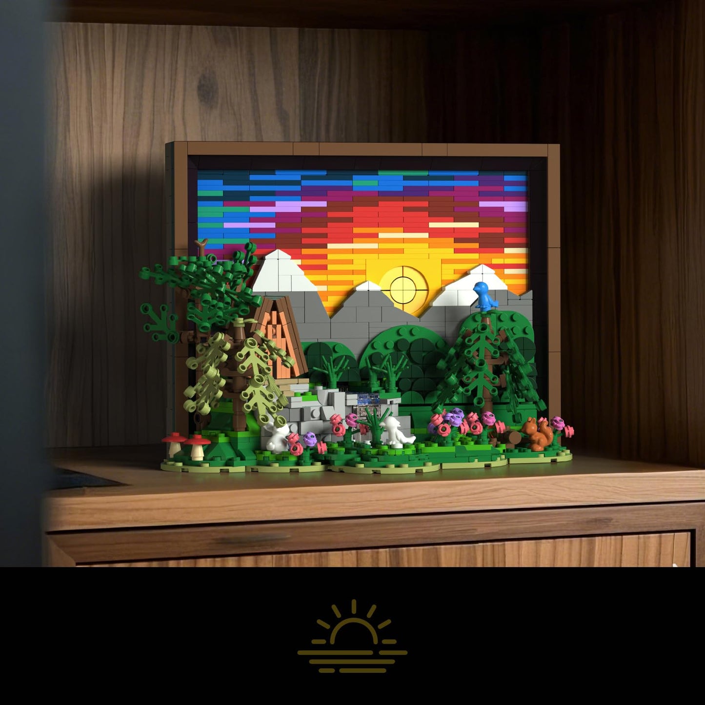 Givenni Ideas Sunset Wooden House Building Sets - 3D Puzzle Building Set for Adults, Ages 16+ - Beautifully Detailed Home Art Decor - Unique Gift Idea for Art Fans (1101PCS)