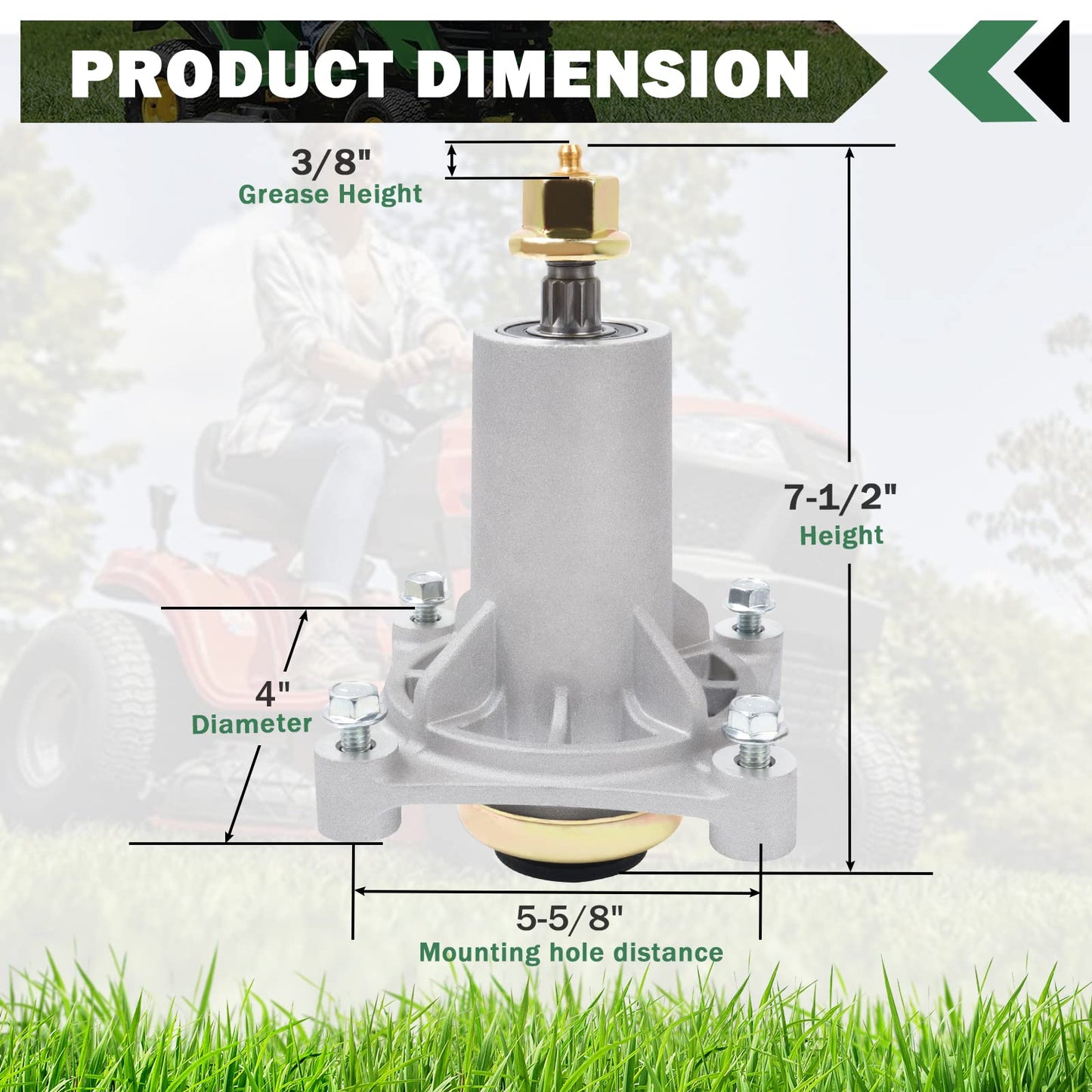 CheeMuii Deck Blade Spindle Assembly for Husqvarna 532187292,587125401 587820301532192870 532187292 532187281 539112057 54-Inch Riding Lawn Mower Deck with Bolt Tapped and Zerk Fitting
