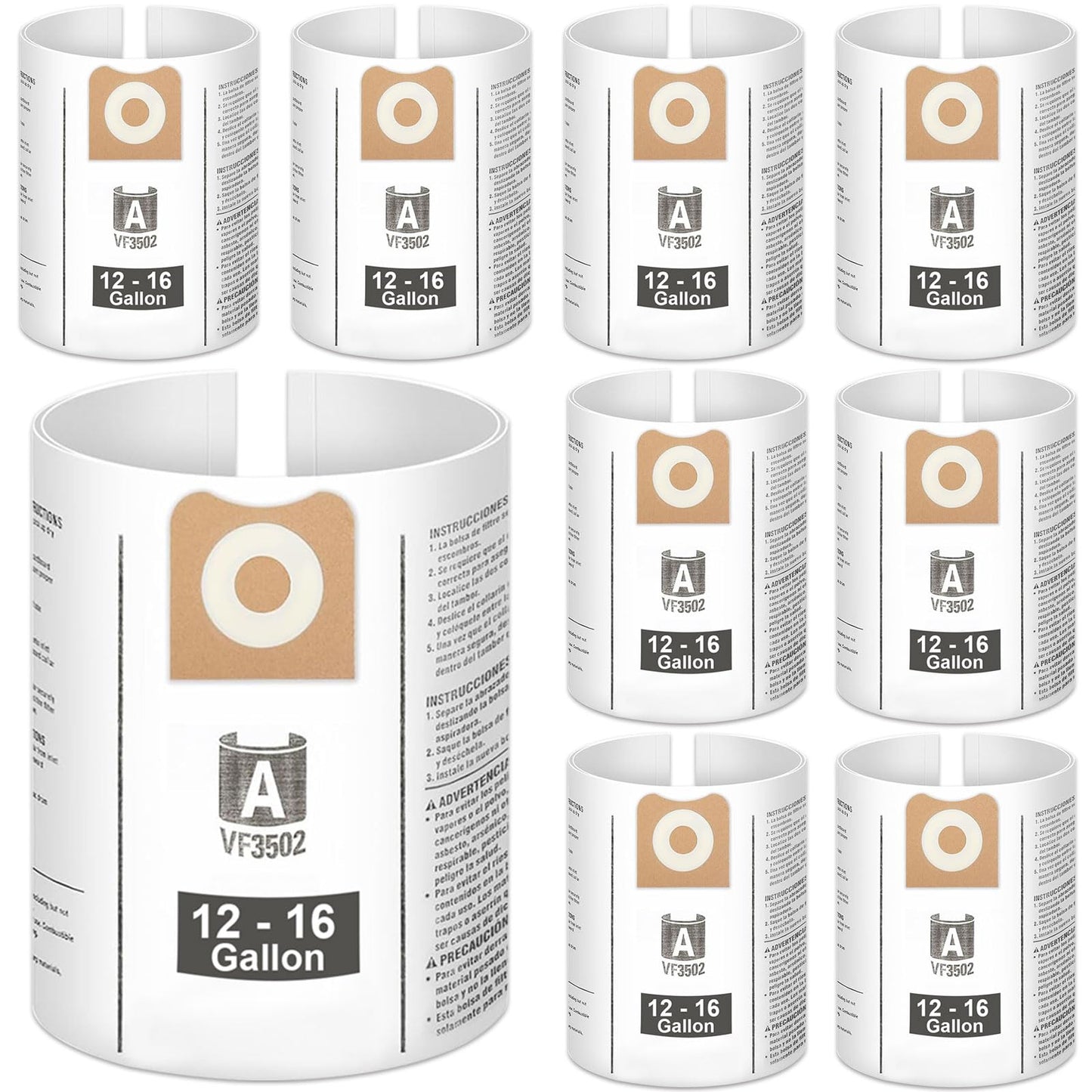 Replacement for Ridgid Shop Vac bags, 9 Pack VF3502 Vacuum Bags Compatible with RIDGID 12-16 Gallon Wet/Dry Cleaners,Size A /23743 Models
