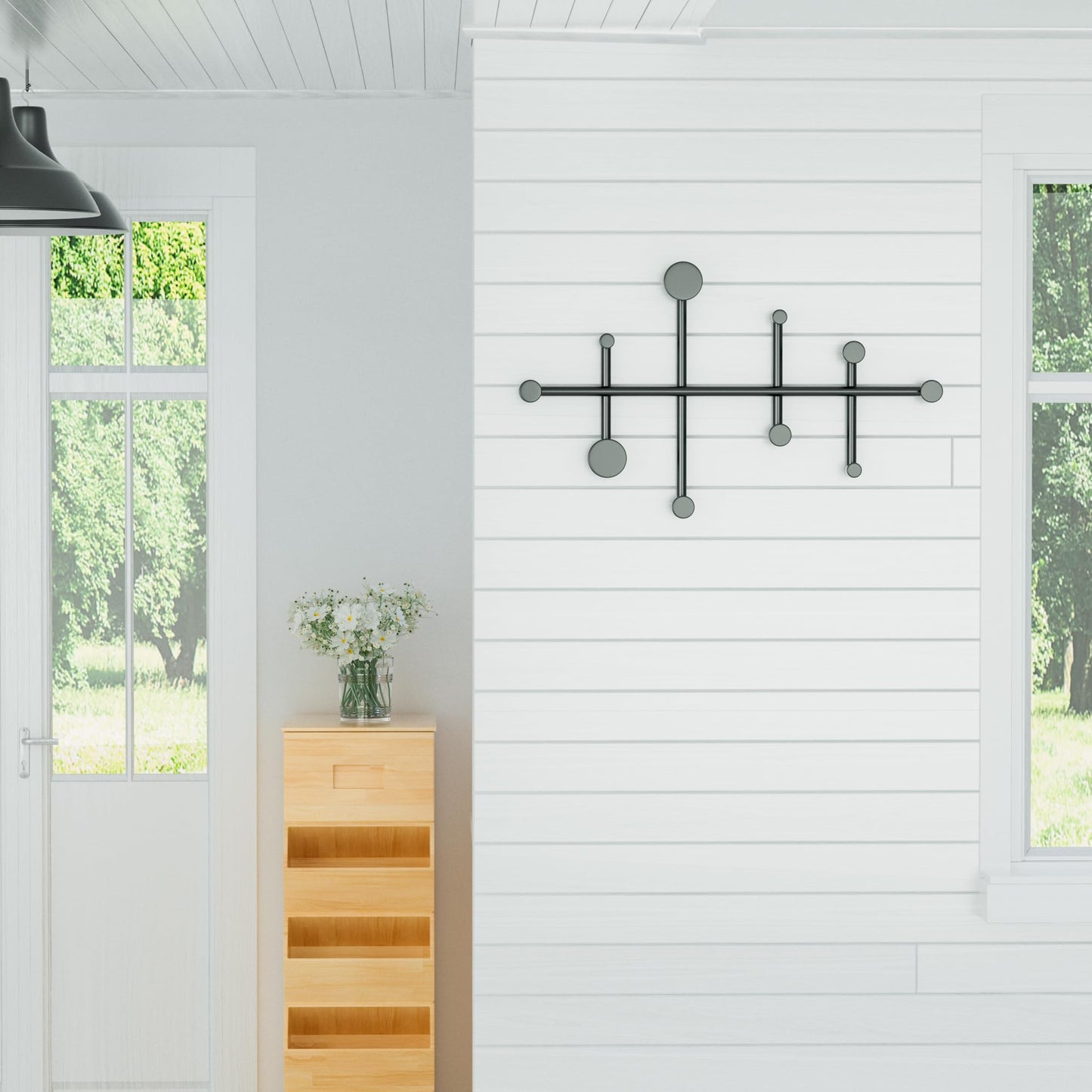 CeleVista Coat Rack Wall Mount, 10 Hooks Metal Wall Hooks for Hanging Coats, Modern Decorative Coat Hook Rack for Hat, Entryway, Minimalist Space Saver(Black)