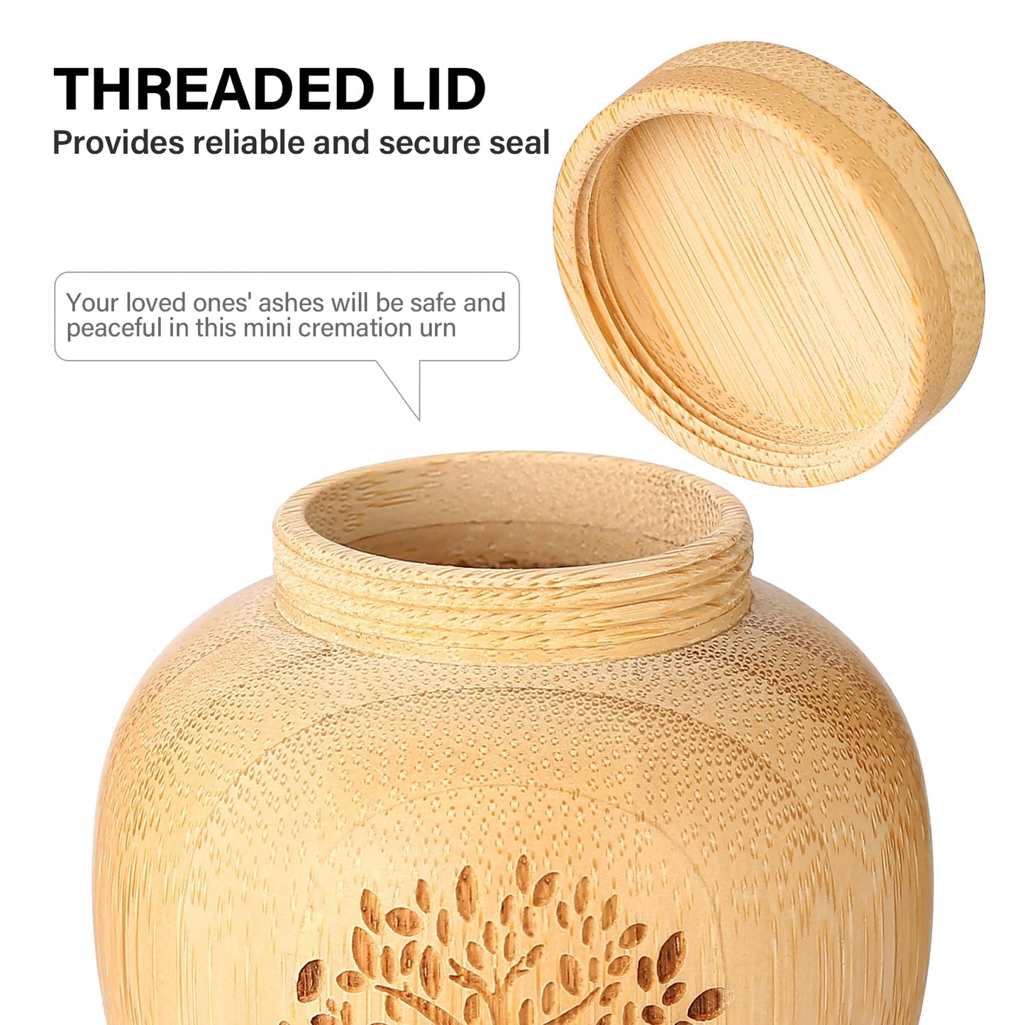Small Keepsake Urns for Human Ashes Set of 4,Mini Urns for Ashes Made of Bamboo with Tree of Life Pattern Engraved,Small Cremation Urns for Human Ashes Adult Male Female