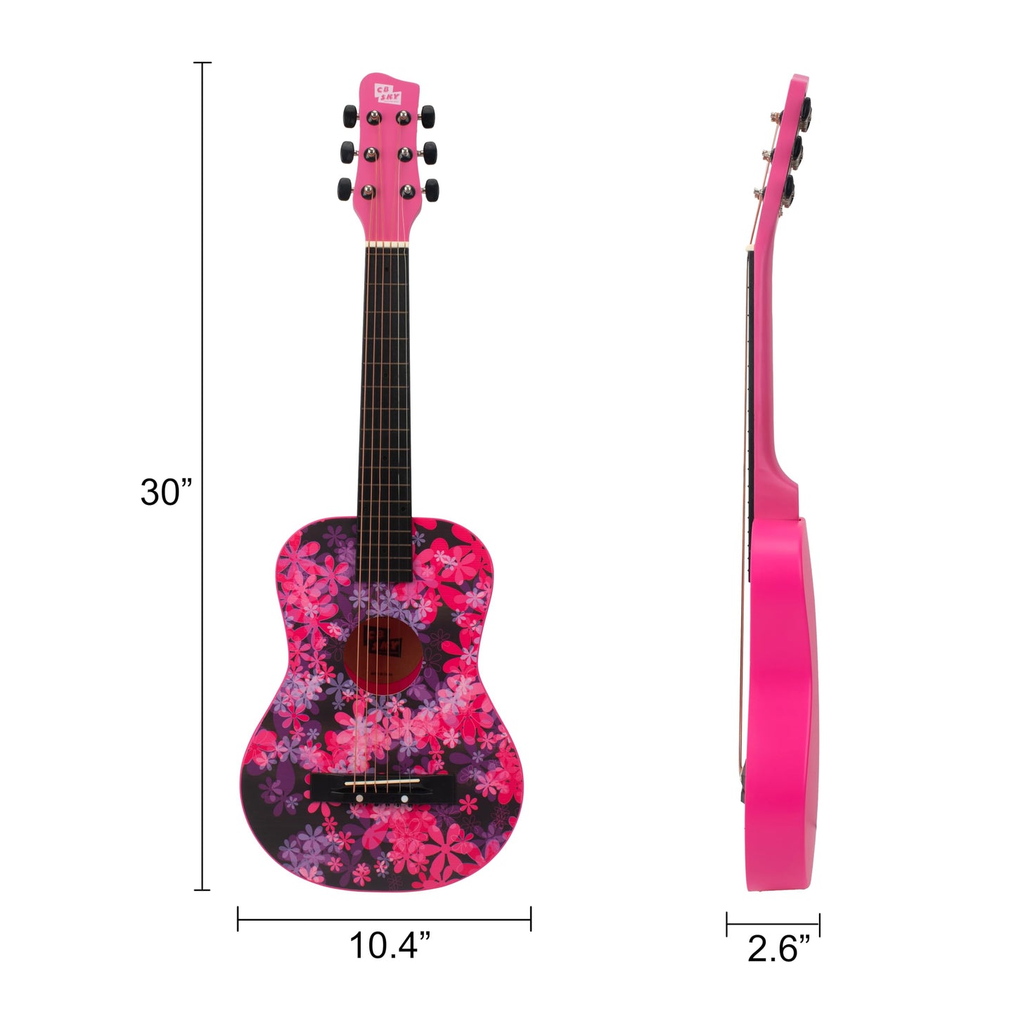 CB SKY 30 INCH ACOUSTIC GUITAR PINK FLOWER Junior/Student Acoustic Guitar/Beginner/Kids musical toys, musical instrument