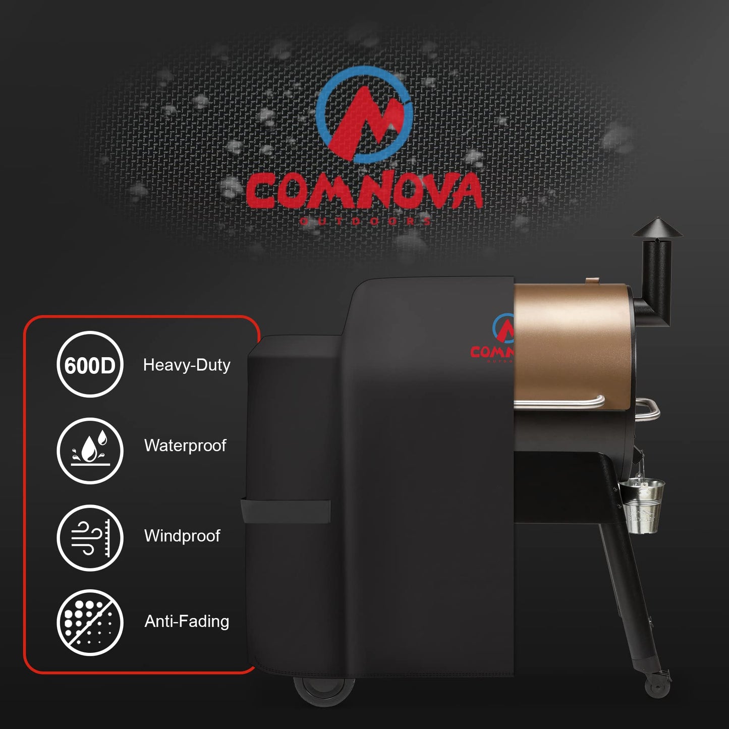 Comnova Grill Cover for Traeger Pro 34 & 780 Series - 600D Wood Pellet Smoker Cover, Waterproof & Heavy Duty BBQ Cover for Pro 34, 780, Texas, Z Grills and More