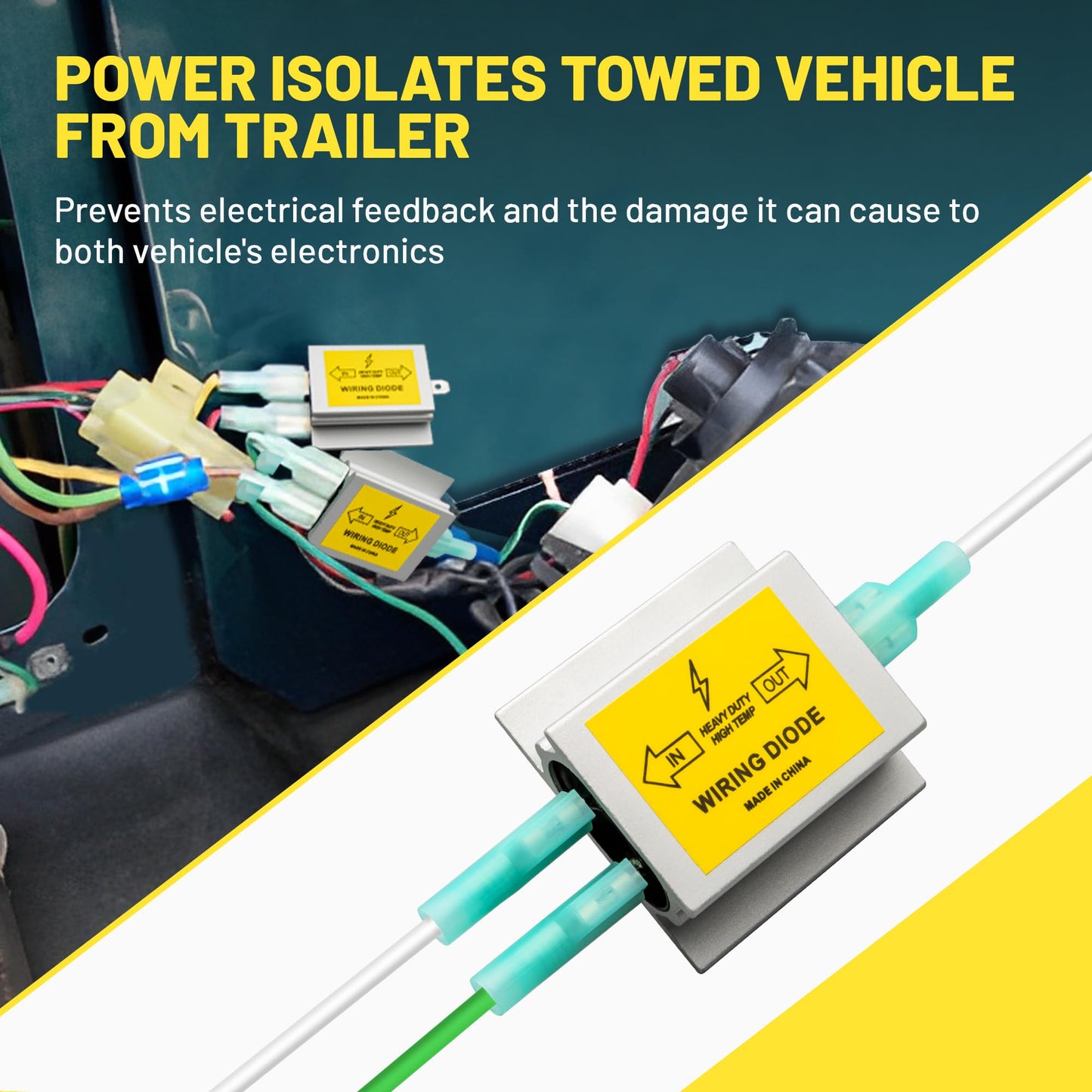 Oyviny Hy-Power Diodes, Trailer Light Wire Diodes, 2 Input&1 Output Spade Towed Vehicle Diodes Kit, Tail Light Isolating Diodes For Motorhome Trailer 4PCS