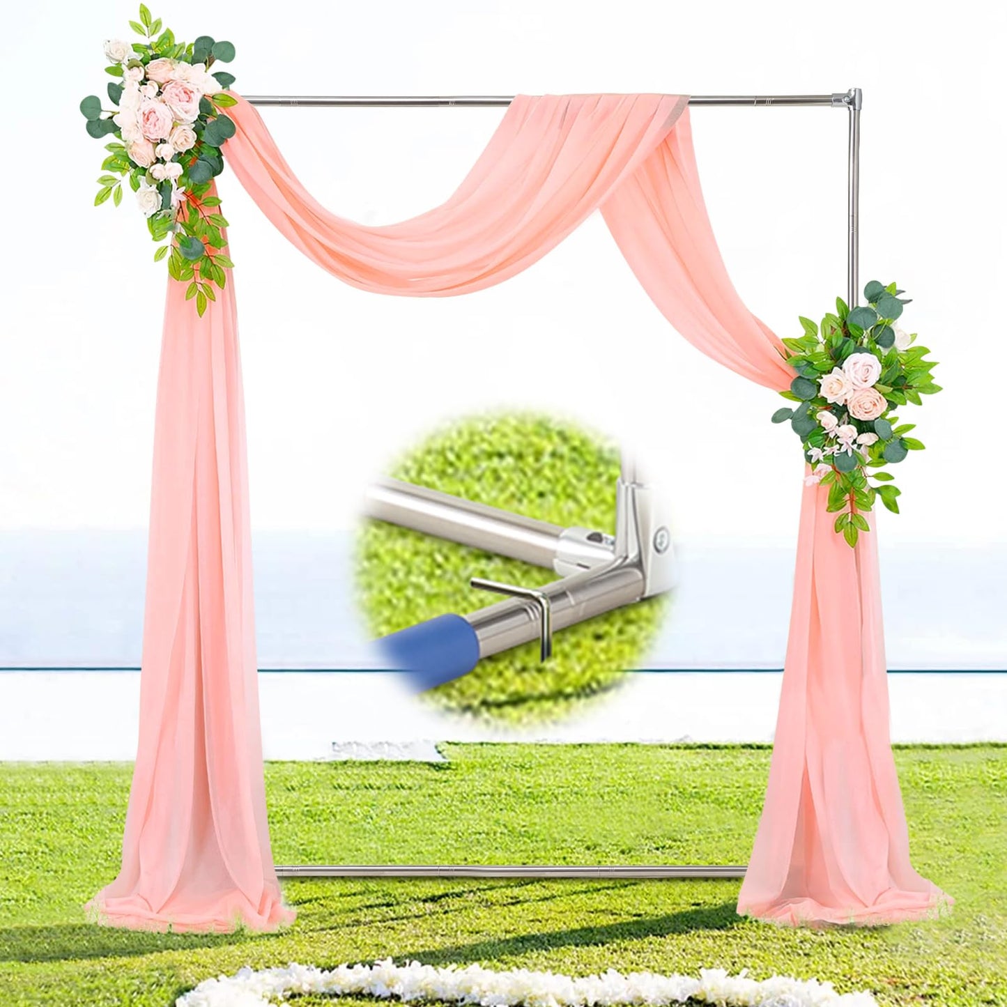 7FT Metal Arch Backdrop Stand, 6FT Wide Stainless Steel Wedding Arch Stand, Arched Backdrop Frame for Birthday Party Baby Shower Graduation Ceremony Decoration Balloon Arch Stand