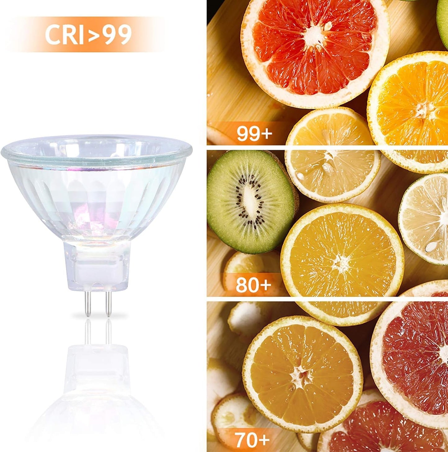 MR16 Halogen Bulbs 50W 12V GU5.3 Warm White Dimmable Spotlight 36° Bin-Pin Base MR16 Bulbs with Clear Glass Cover 12 Pack