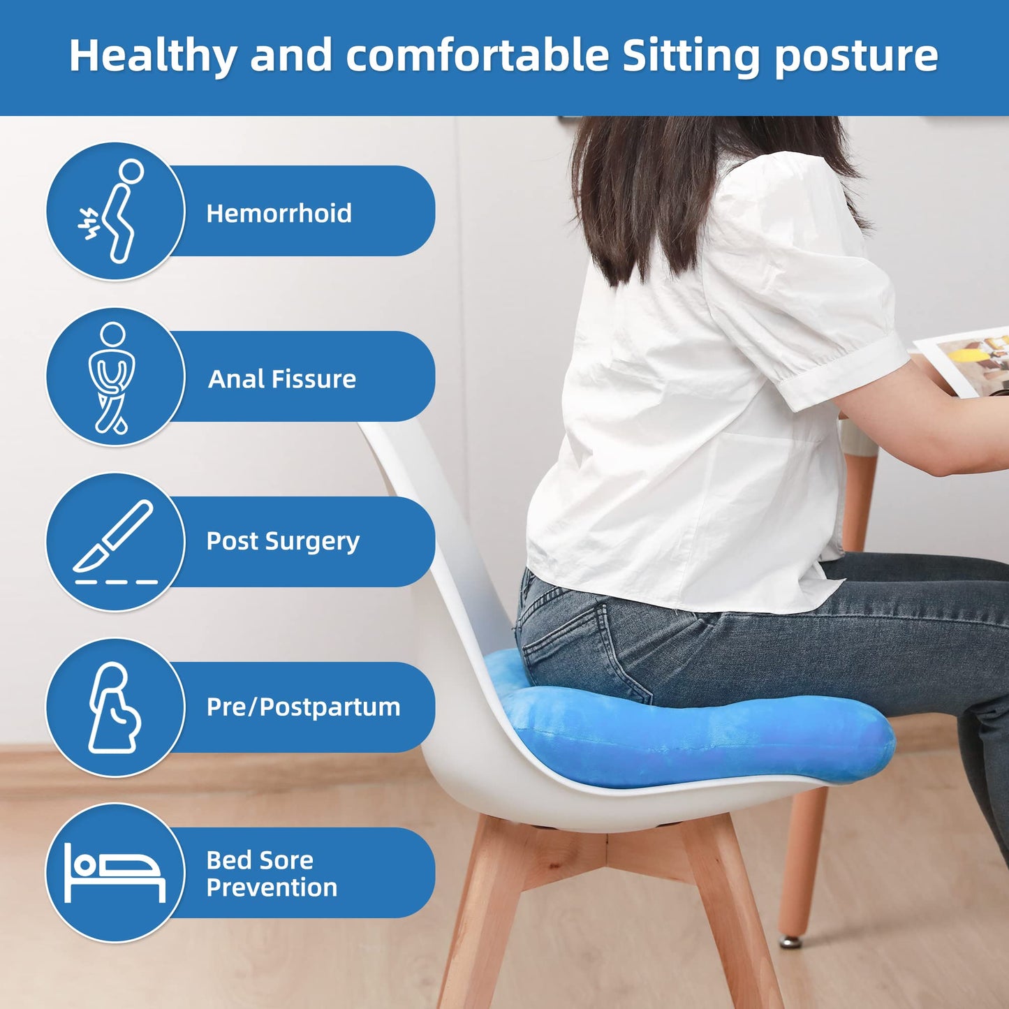 wefaner Donut Pillow Tailbone Pain Relief Cushion Bed Sores,Butt Donut Pillow Anti-Decubitus Pad-Breathable for Hemorrhoids,After Surgery,Pregnancy, Pressure Sores.