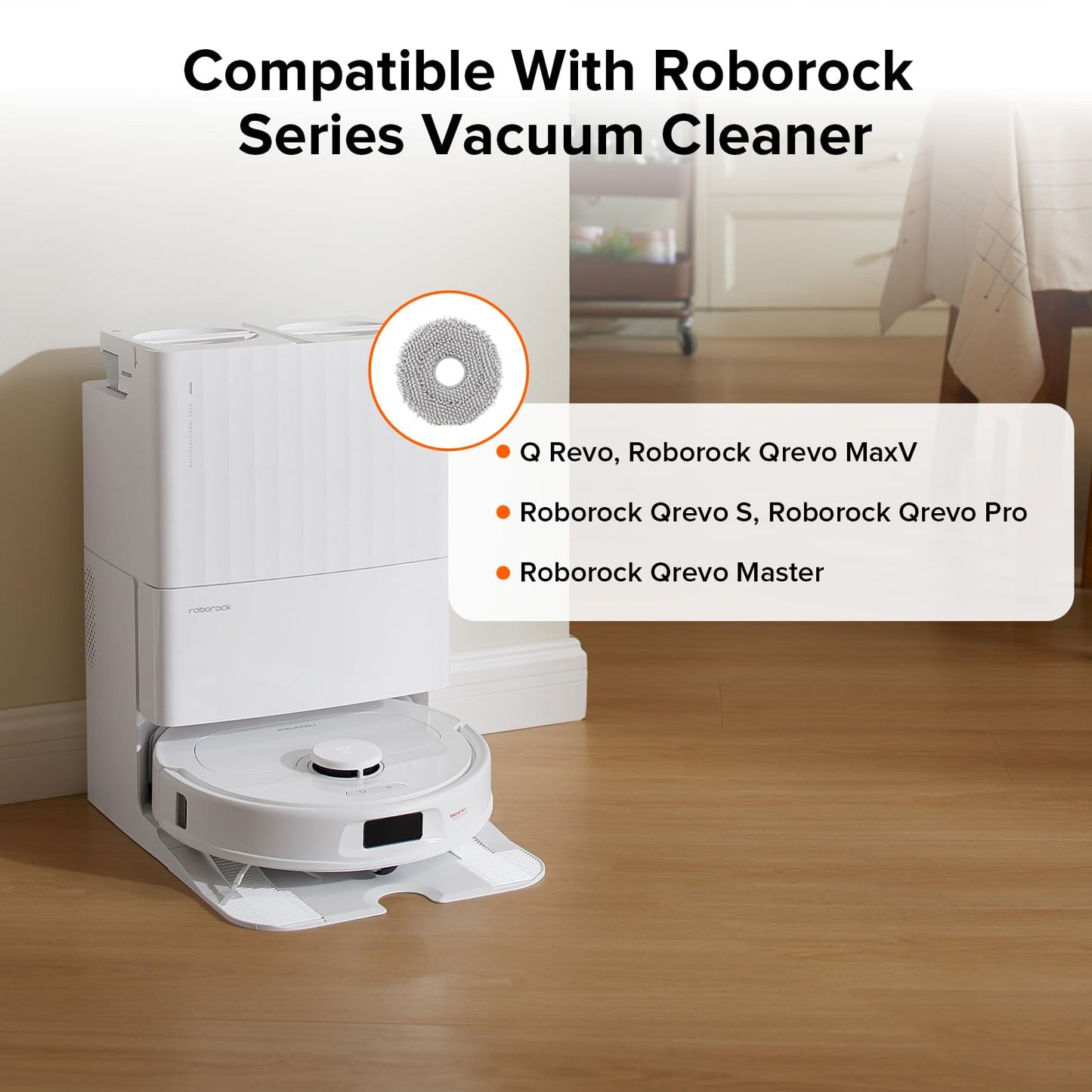 Roborock 4 Pack Microfiber Mop Cloths for Q Revo, S, Pro, MaxV and Master Robot Vacuum Cleaner - Mop Pad Replacement Accessories