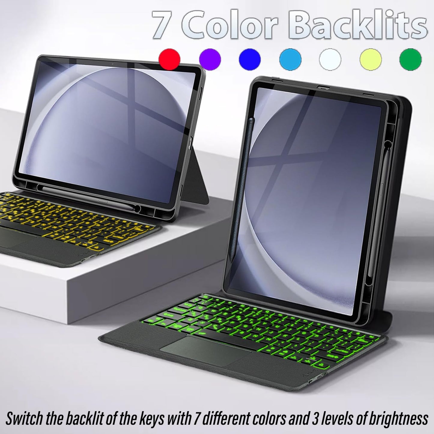 Backlit Touchpad Keyboard Case for Samsung Galaxy Tab A9 Plus 11 inch 2023, Backlight Multi-Angle Kickstand,Portrait/Landscape Stand Detachable Magnetic Cover Case for Tab A9+ (X210/X216/X218)