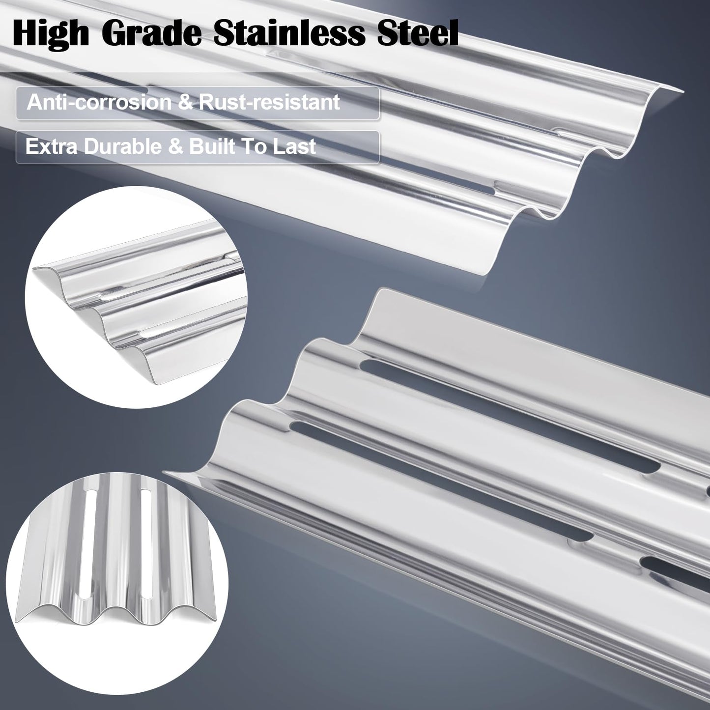 Hiorucet BBQ Replacement Parts for Napoleon LEX 485 605 730 Series, Napoleon Legend LD485RSIB, Napoleon Lifestyle L485, Stainless Steel Heat Plate Shield and Burner Tube for Napoleon BBQ Parts, 3 Pack