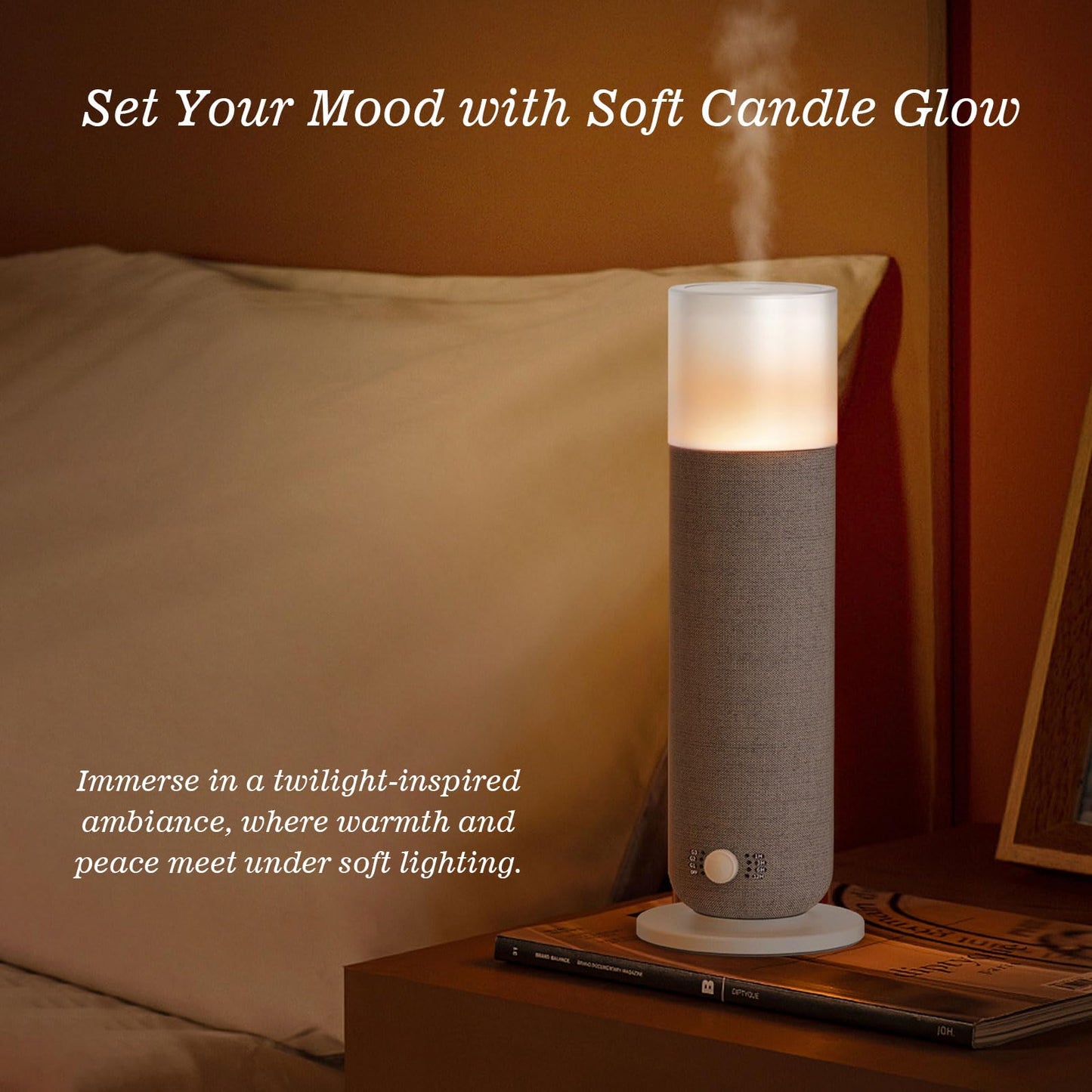 Scentiplus Aroma Diffuser, 120 ml, Tower, Grey, 1000 sq ft, Ambient Light, Button Control, Long Lasting Scent