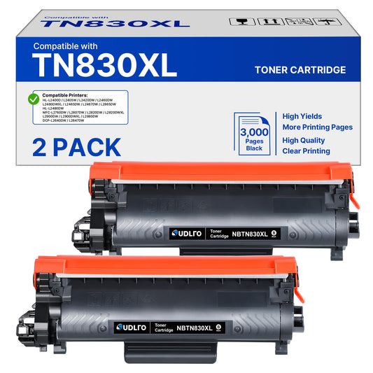 2 Black TN830XL Toner Cartridge for Brother TN 830XL Toner TN830 XL TN830 TN 830 Compatible for HL-L2460DW DCP-L2400D L2420DW L2460DW DCP L2640DW L2647DW MFC L2760DW L2807DW L2820DW L2900DW Printer