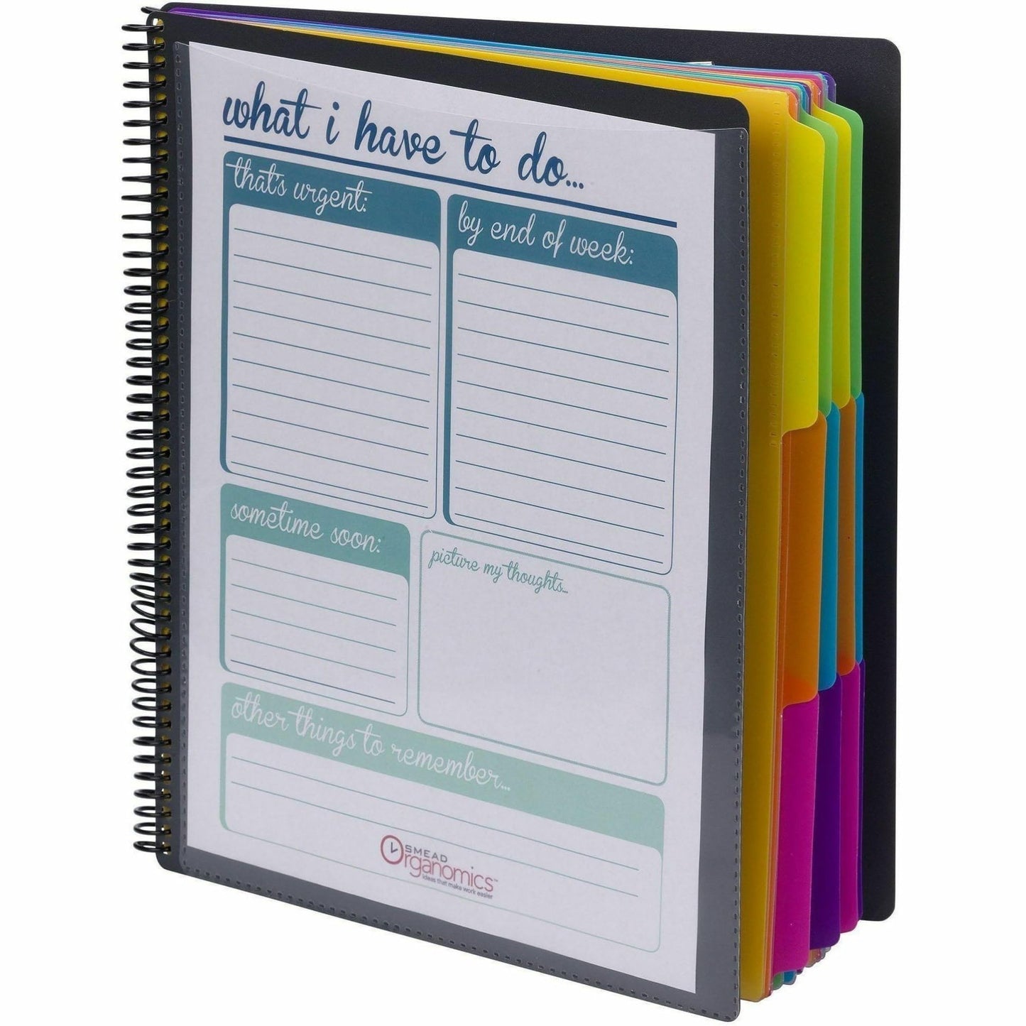 Smead 24 Pocket Poly Project Organizer, 1/3-Cut Tab, Letter Size, Gray with Bright Colors (89206)
