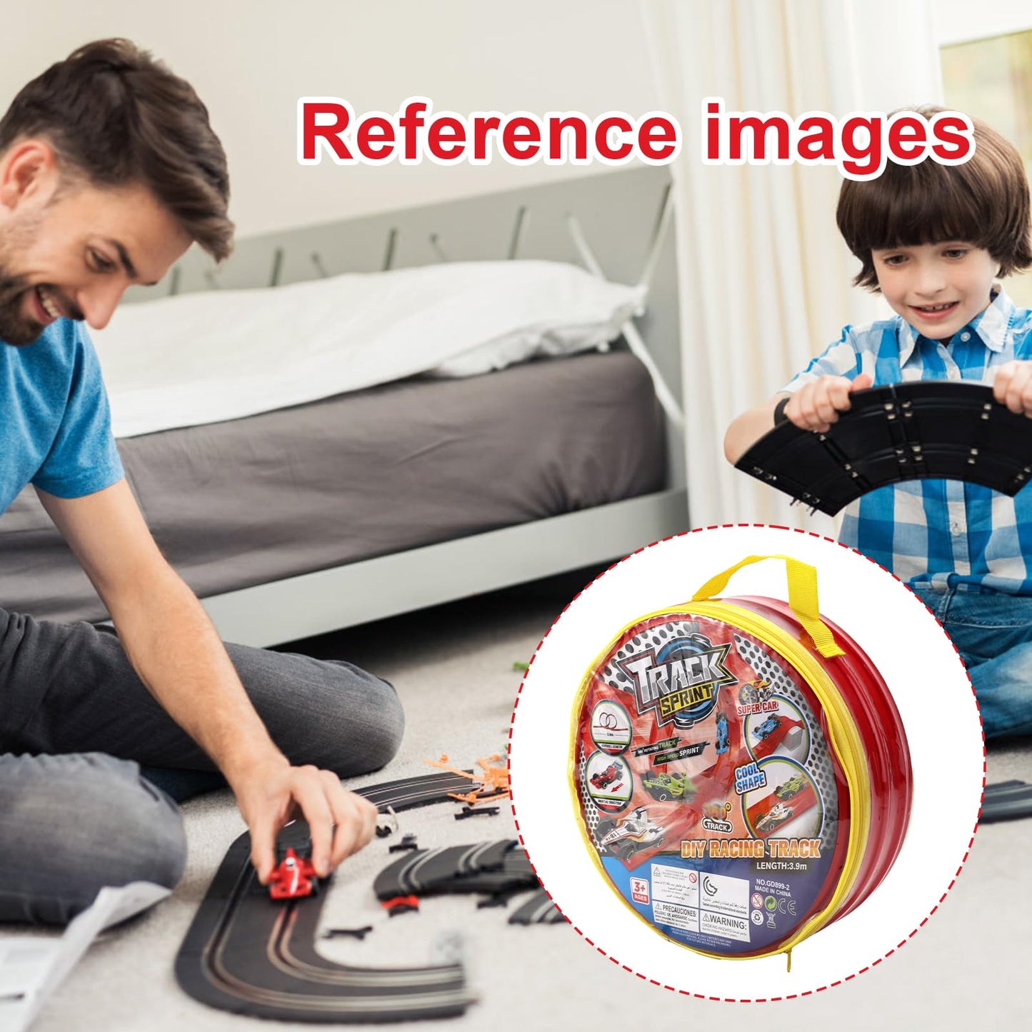 Roll Up Race Track for Kids, Flexible Long Race Speed Track Ramp with 12 Suction Cups Portable Flex Roll Up Racetrack Kit Suitable for Indoor Outdoor Playing