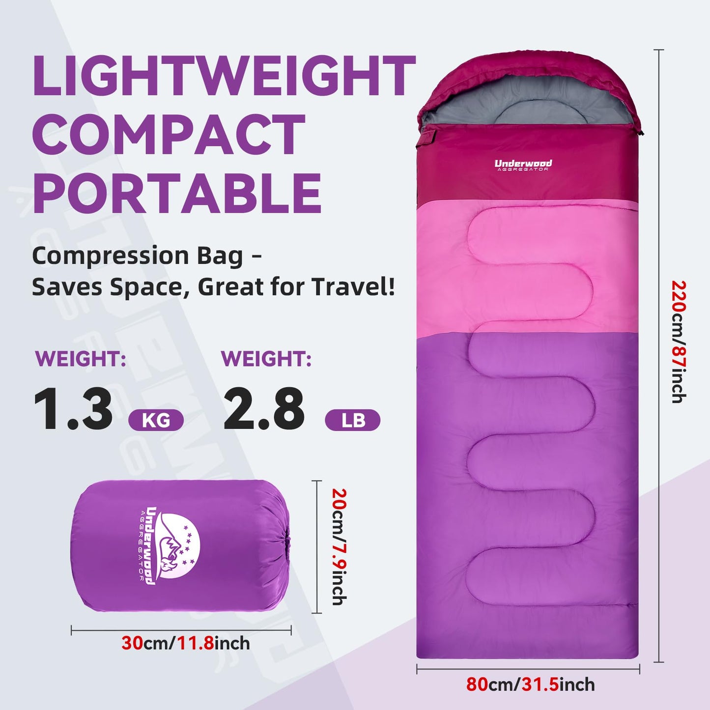 Camping Sleeping Bags for Adults Kids - Lightweight Sleeping Bag for Camping, Compact Backpacking Gear for Boys, Girls, Youths, Teens, Hiking Outdoor Travel Essentials for Warm & Cold Weather
