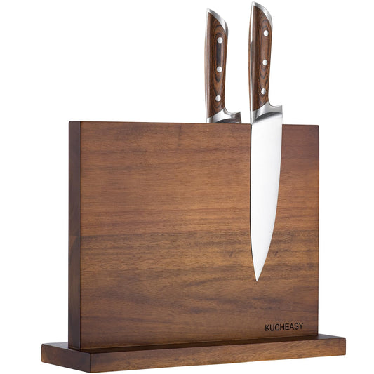 Magnetic Knife Holder - KUCHEASY Double Sided Magnetic Knife Block Without Knives - Wooden Universal Knife Stand - Knife Display Rack for Kitchen Counter Multifunctional Storage 12 inch