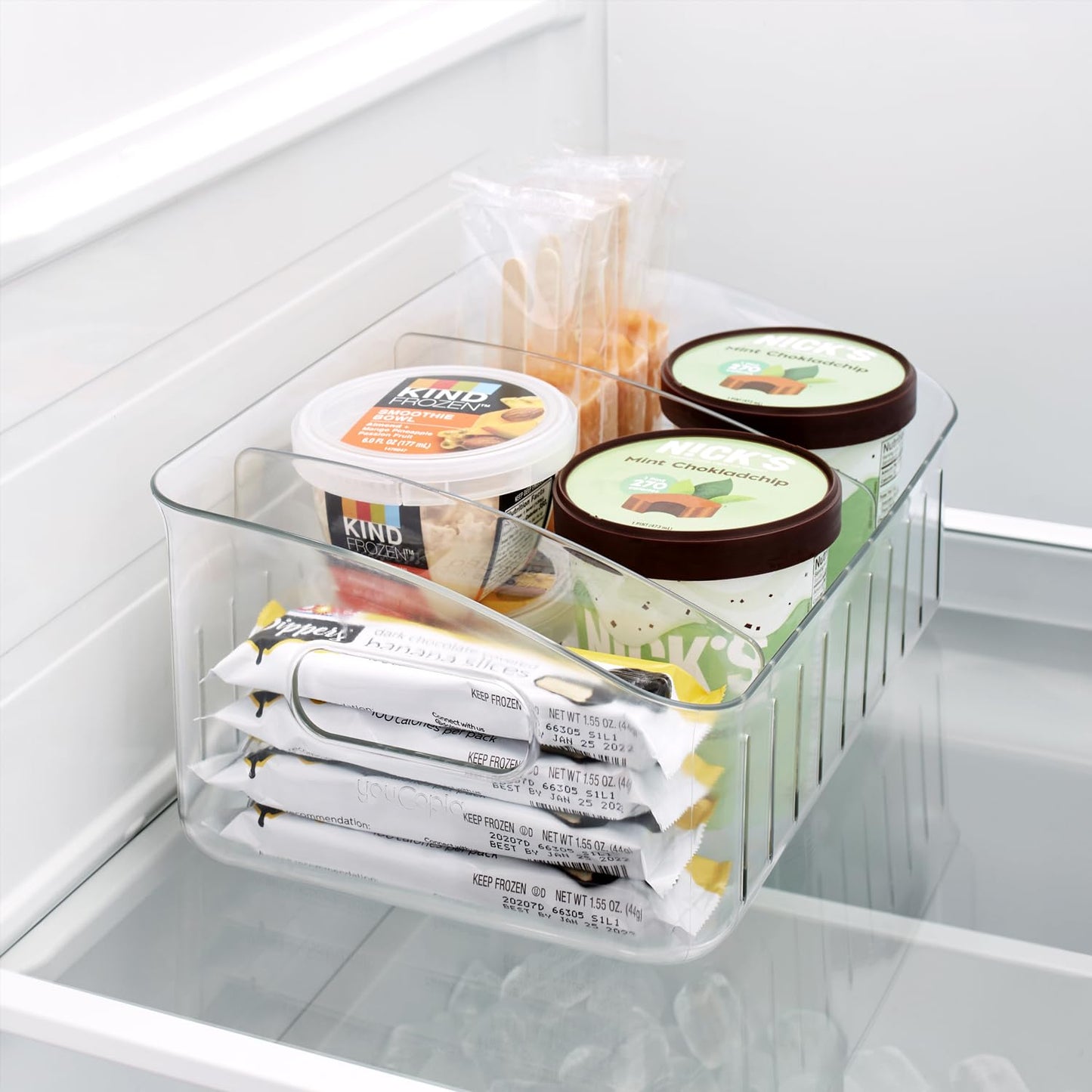 YouCopia FreezeUp Freezer Bin 12", BPA-Free Refrigerator Organizer Bin with Adjustable Divided Compartments for Fridge Organization and Storage