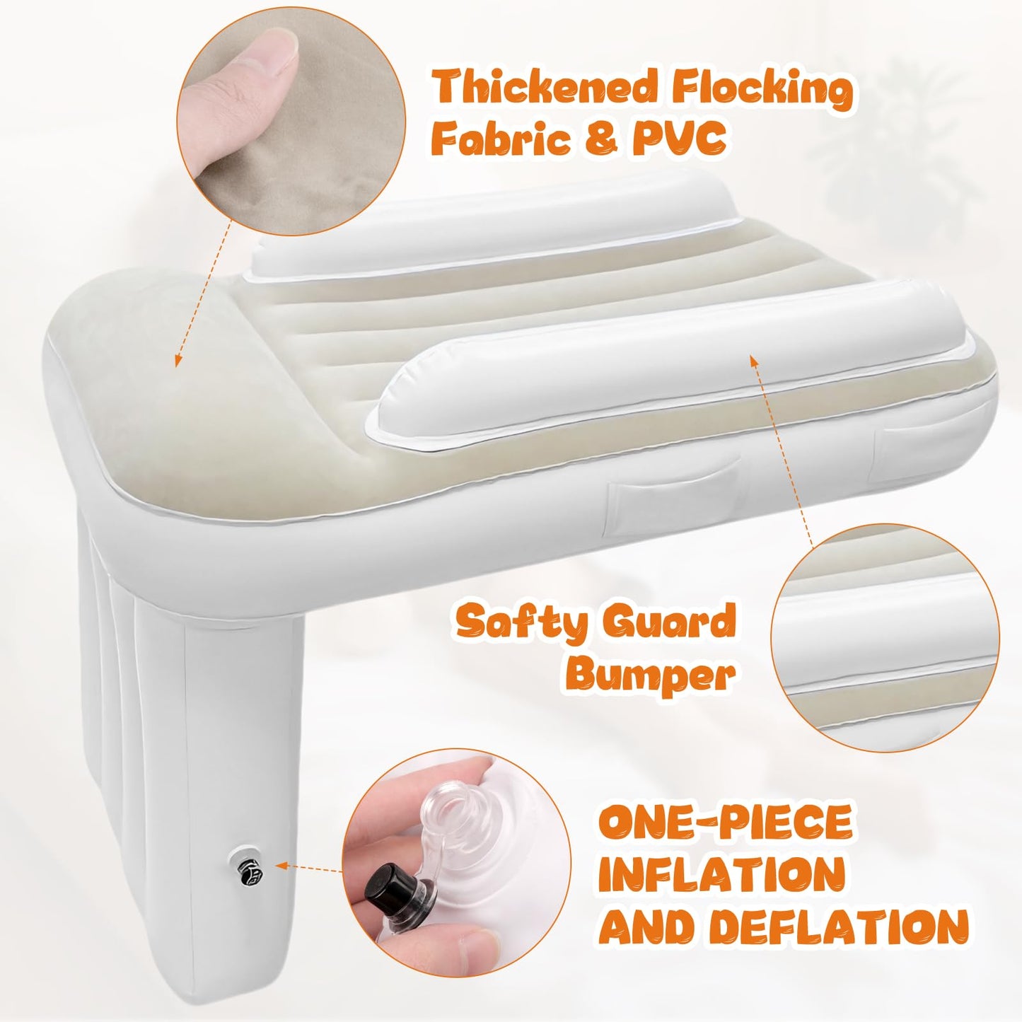 Inflatable Airplane Bed for Toddler, Portable Toddlers Airplane Blow Up Bed for Travel, Baby Airplane Mattress with Hand Pump, Toddler Travel Bed Fits Most Seats for Plane Car, Mom Travel Essentials