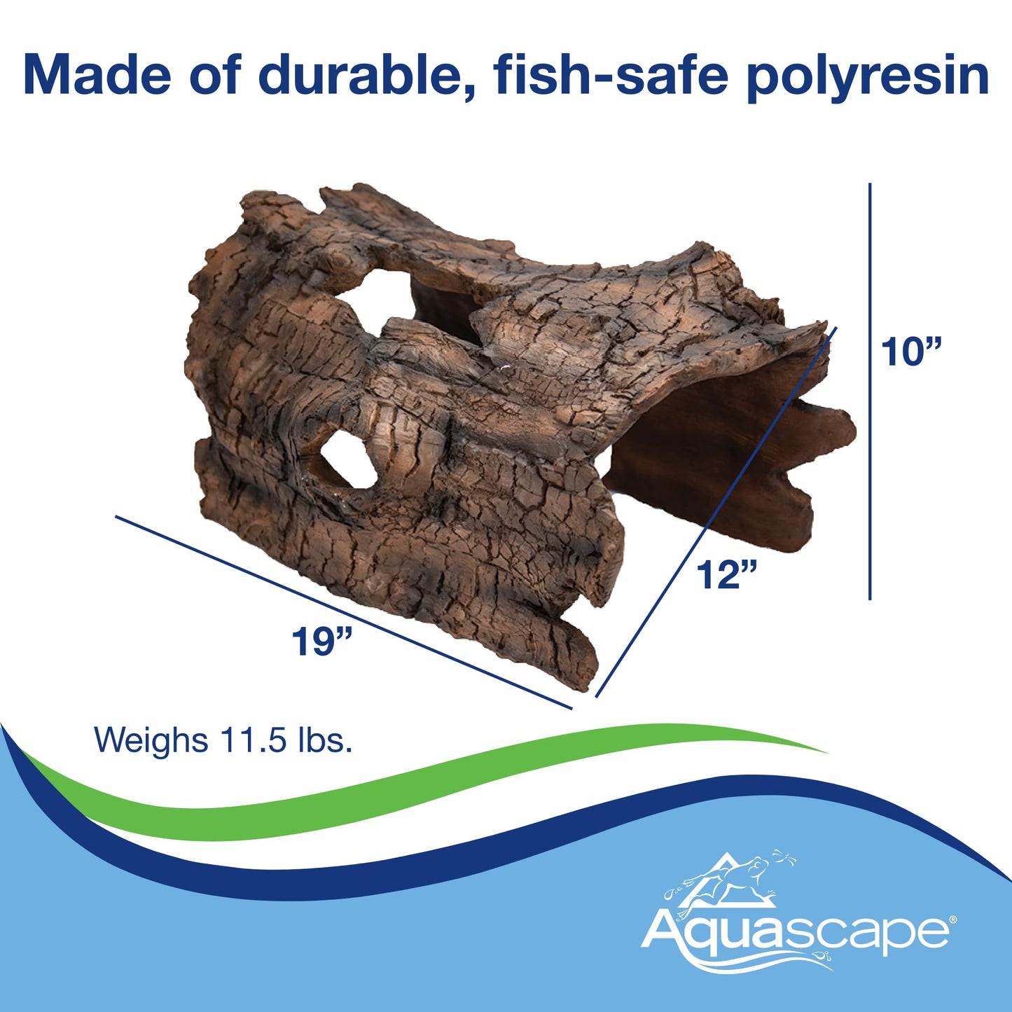 Aquascape 78324 Koi Predator Control Faux Log Fish Cave, Brown